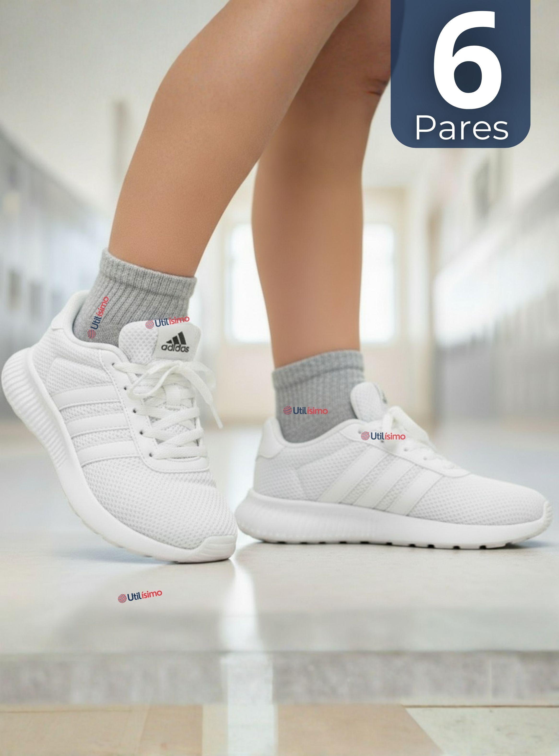 Pack 6 Pares Calcetines Tobilleras Cortos Algodón Color Gris Niña y Niño-0