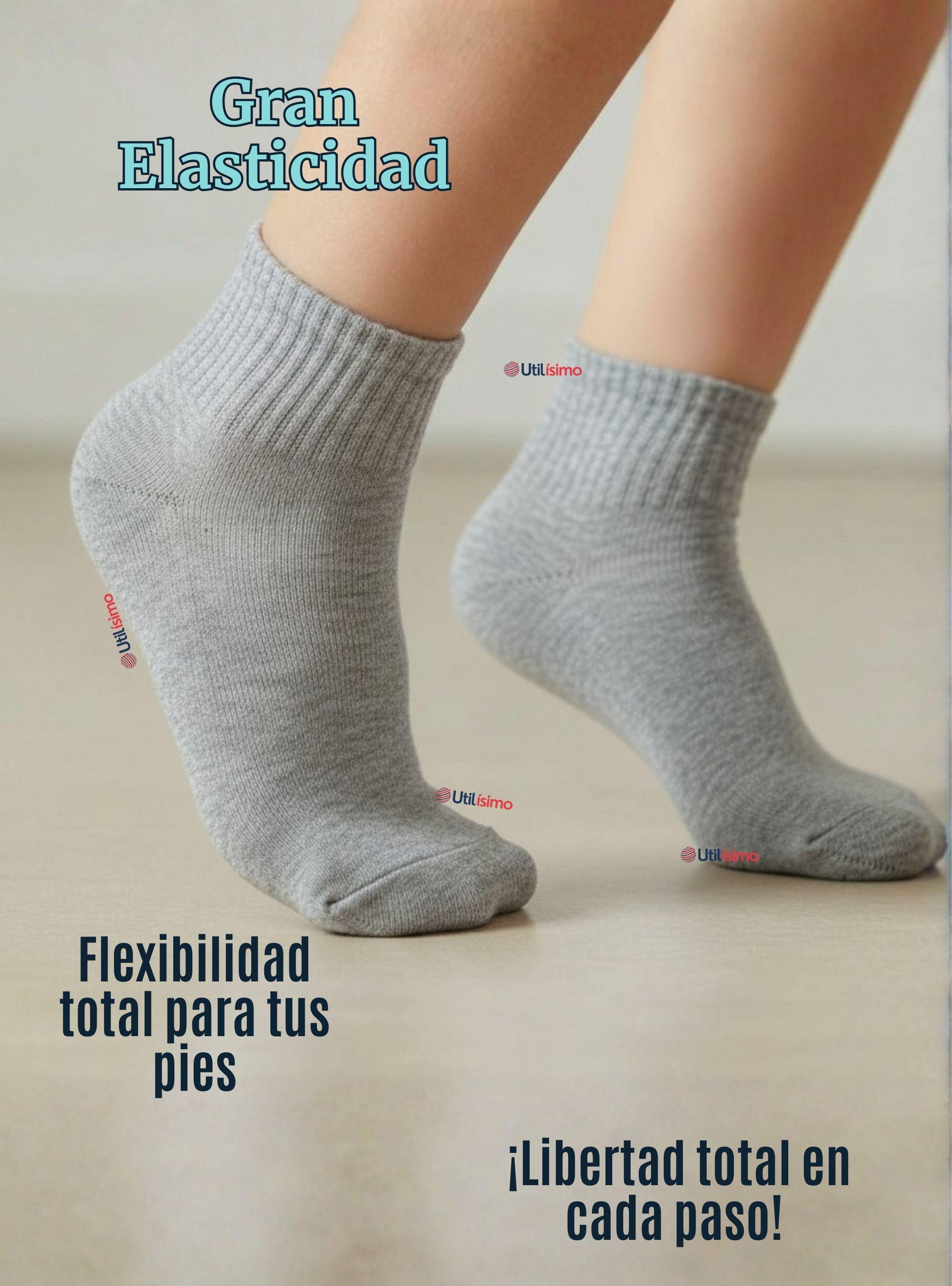 Pack 6 Pares Calcetines Tobilleras Cortos Algodón Color Gris Niña y Niño-7