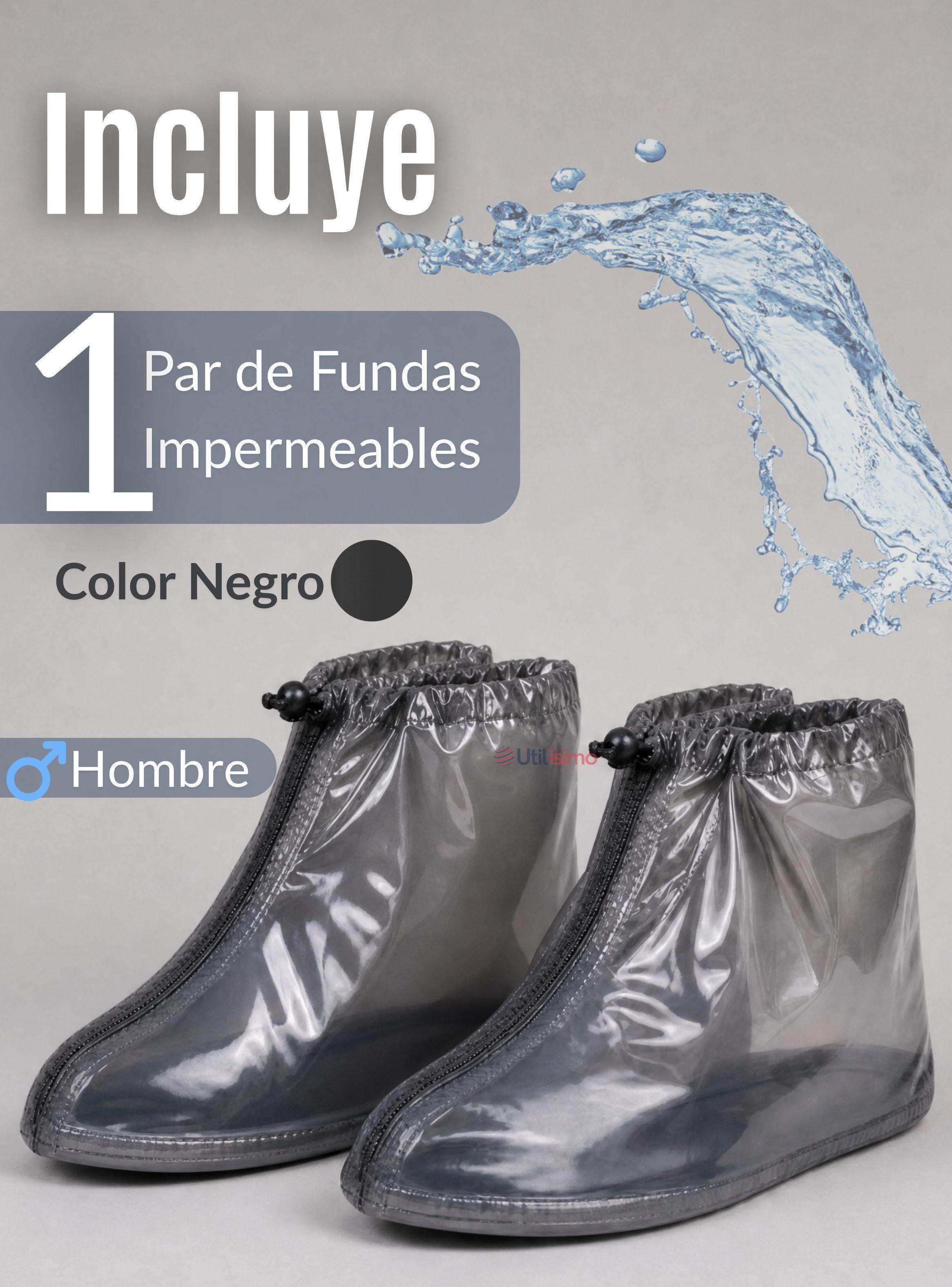 Fundas Cubre Calzado Impermeables Aislante Lluvia 1 Par Negro Hombre-2