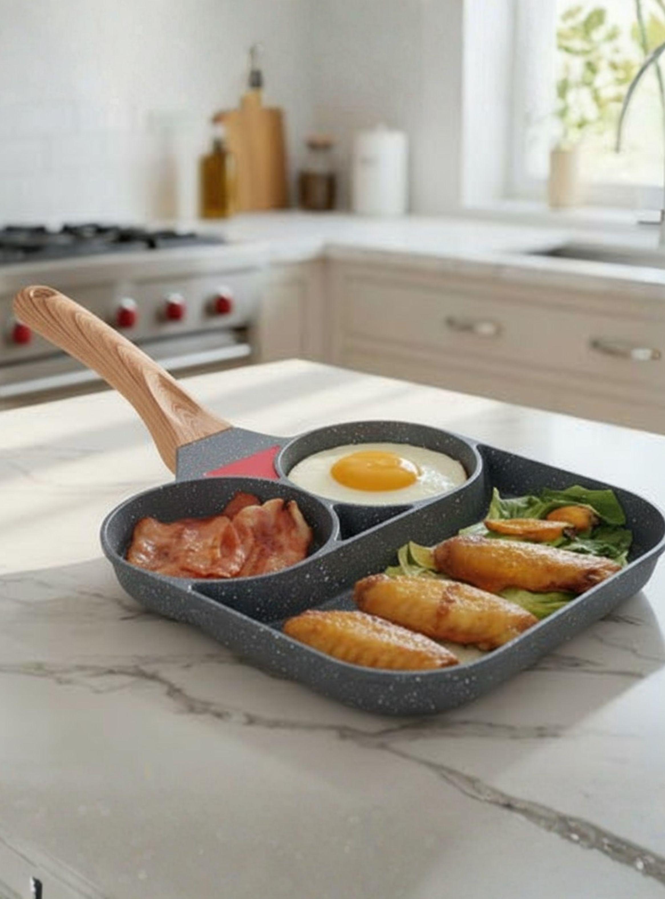 Sartén de Aluminio Antiadherentes 3 en 1 Para Huevos Panqueques Hamburguesas-1