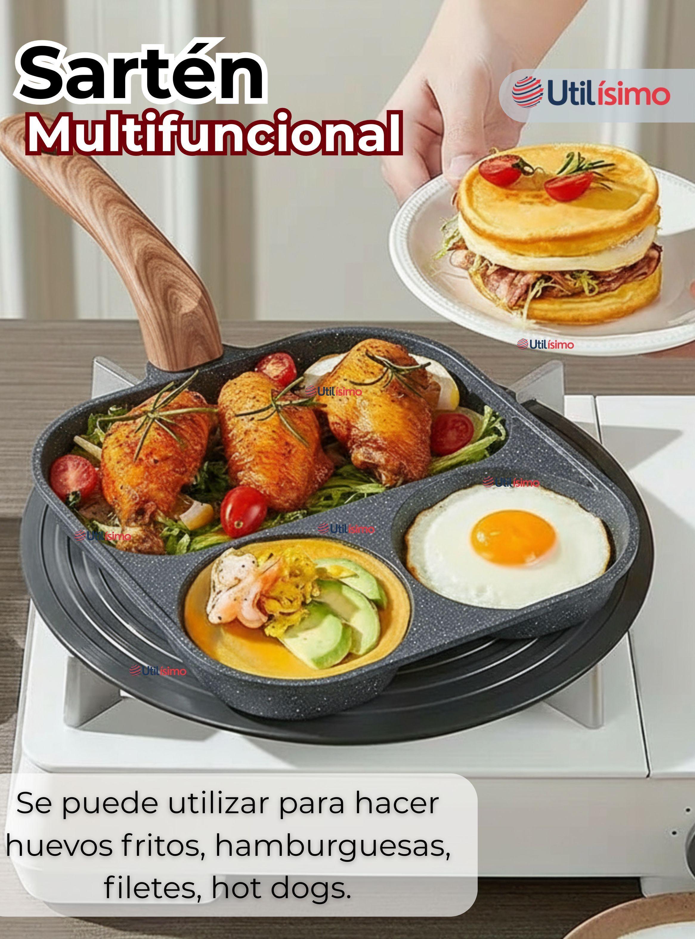 Sartén de Aluminio Antiadherentes 3 en 1 Para Huevos Panqueques Hamburguesas-2
