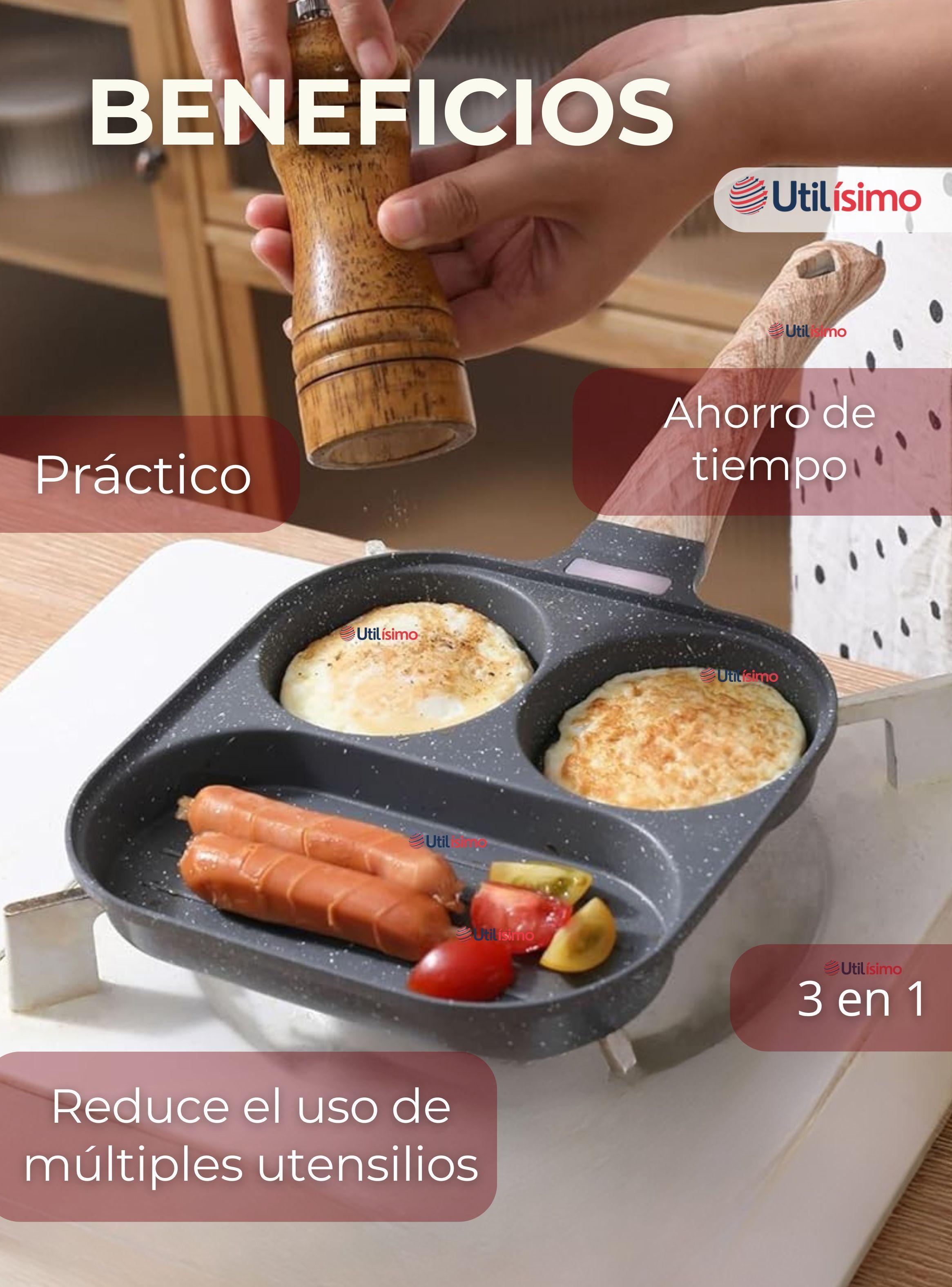 Sartén de Aluminio Antiadherentes 3 en 1 Para Huevos Panqueques Hamburguesas-7