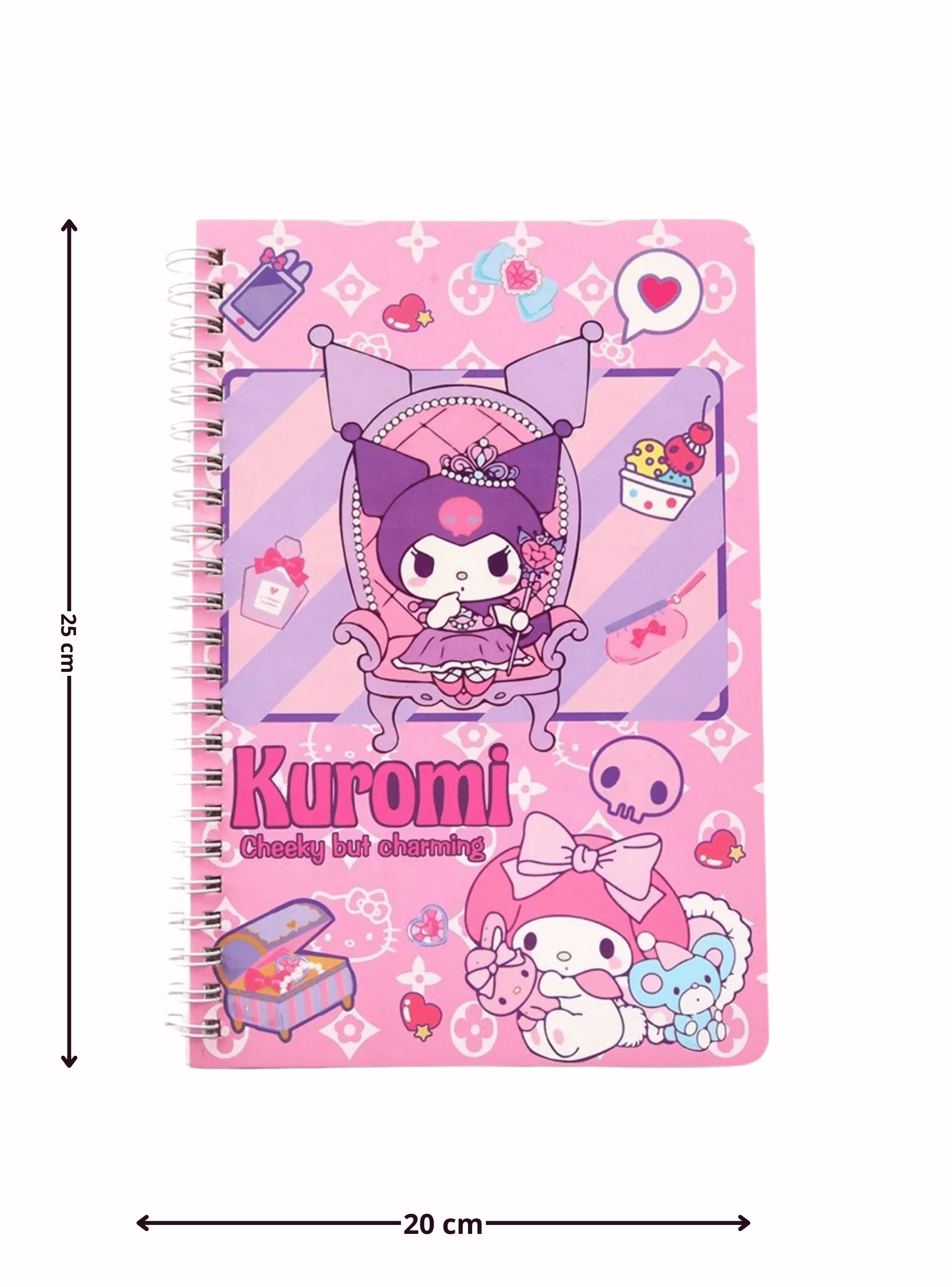 Pack 5 Cuadernos Universitarios Kuromi Marca Pro Arte Diseños Surtidos 100 Hojas-2