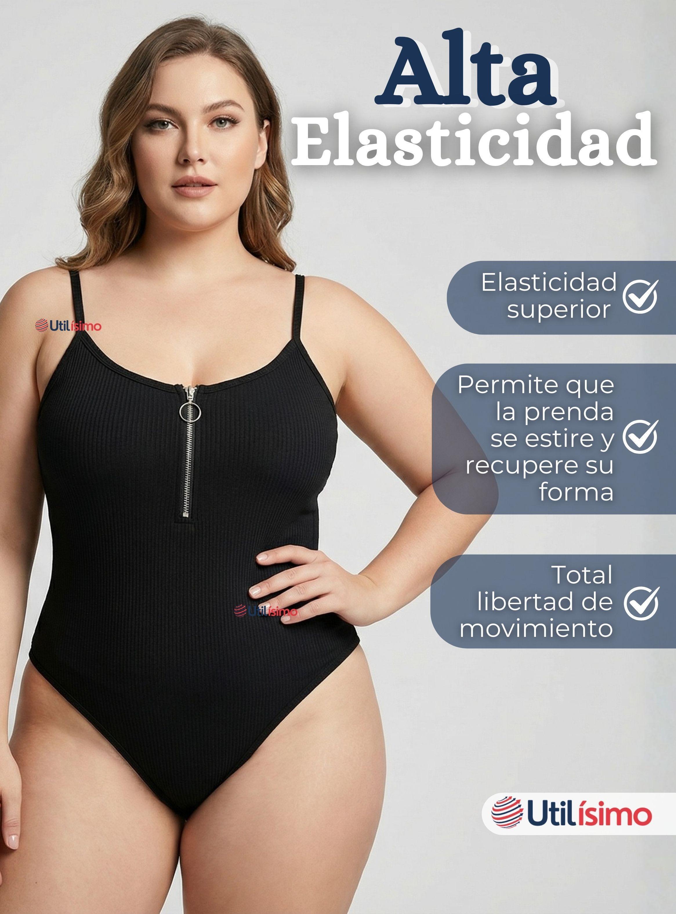 Body Con Cierre Delantero Sin Mangas Ligero Sutil Color Surtido Mujer-3