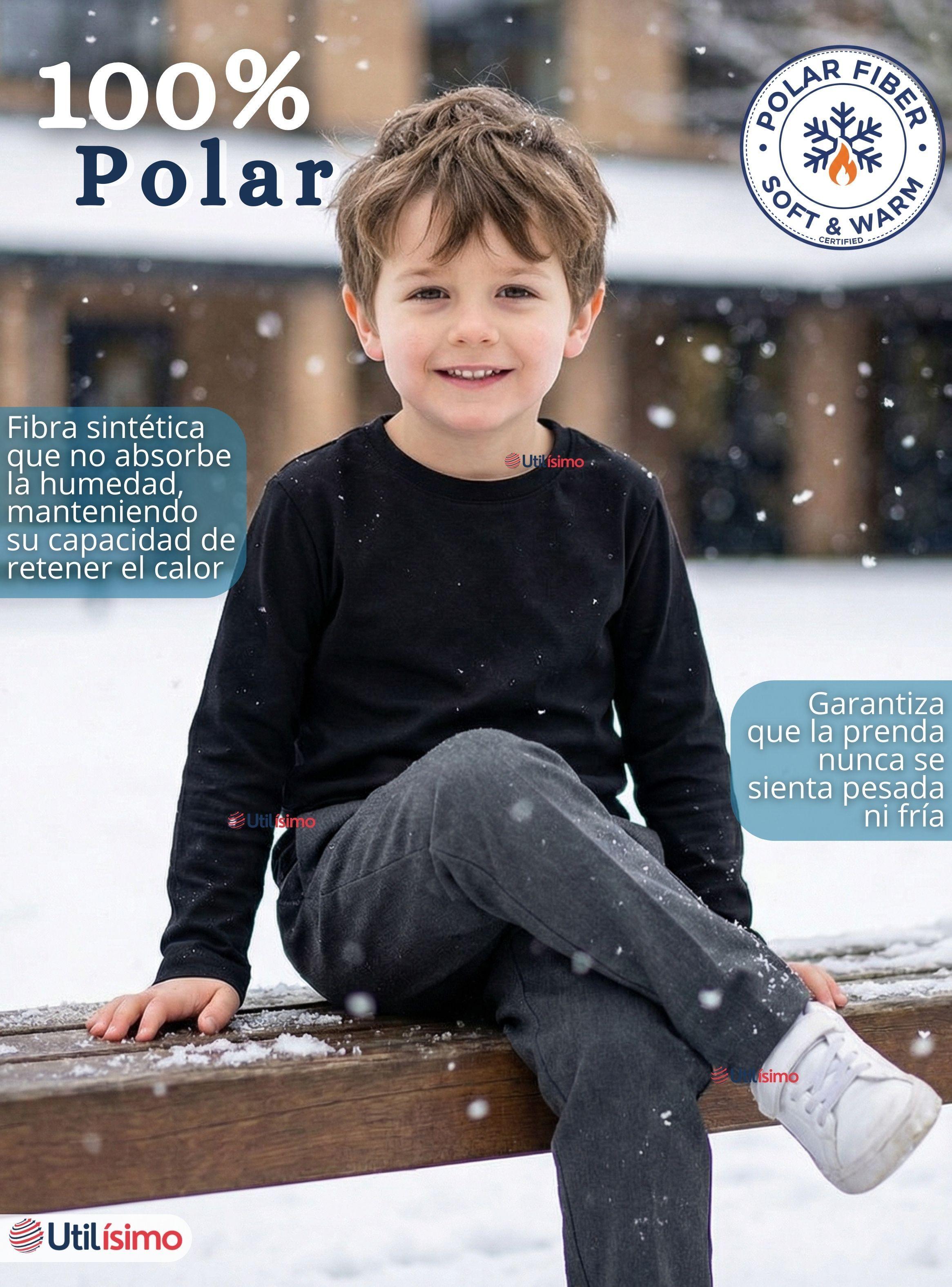 Pack 3 Polera Camiseta Polar Negra Primera Capa Escolar Cuello Redondo Mangas Largas Niños-3