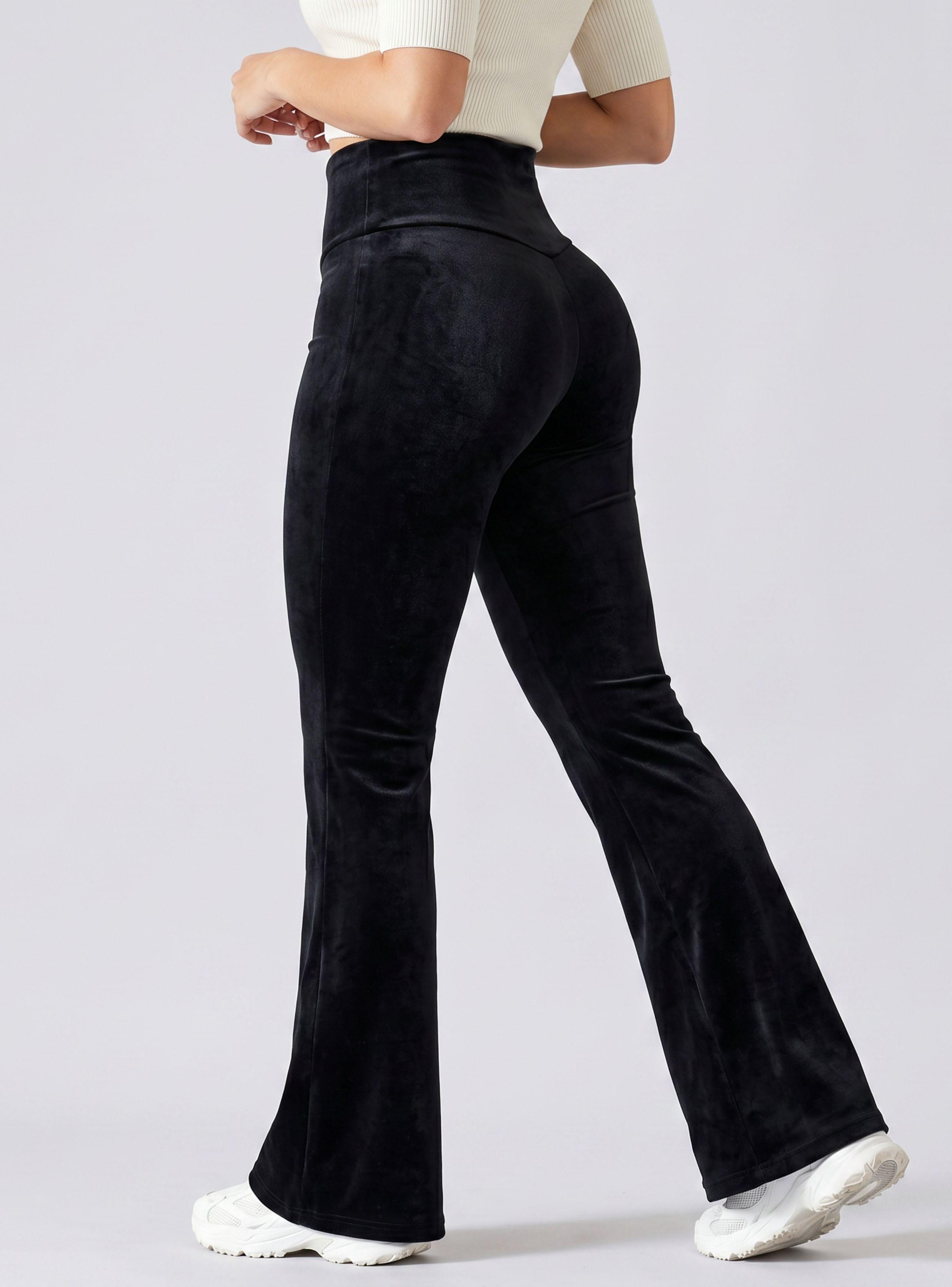 Pantalón Cotelé Palazzo Polar Con Chiporro Negro Elasticado Térmico-1