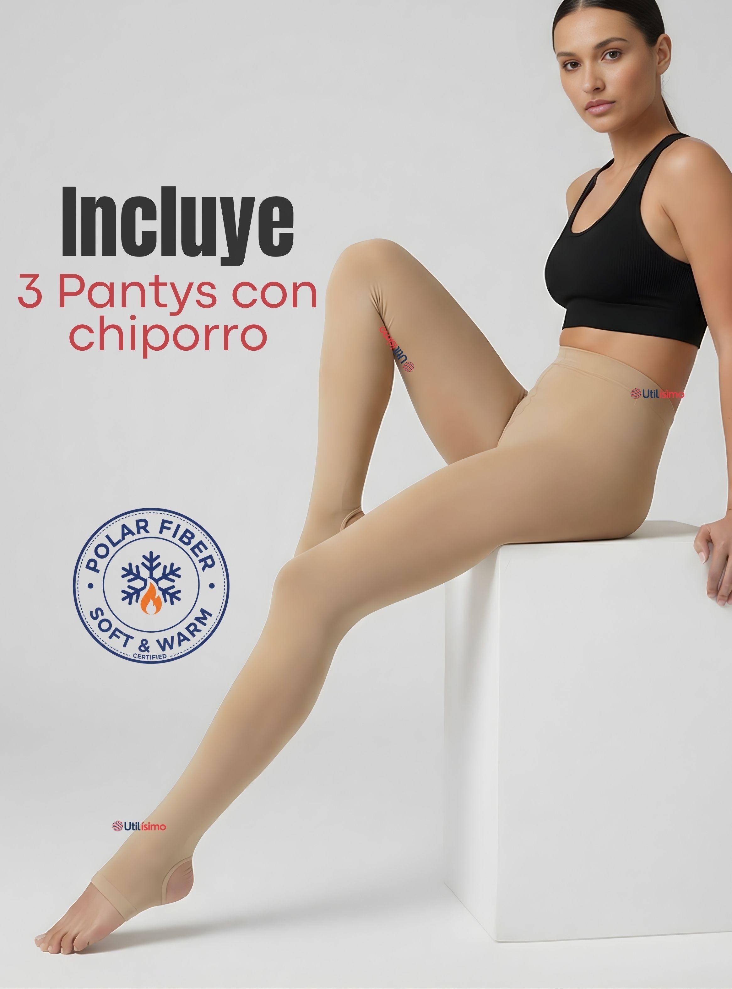 Pack 3 Calzas Pantys Con Polar Térmica Mujer Beige Chiporro-1