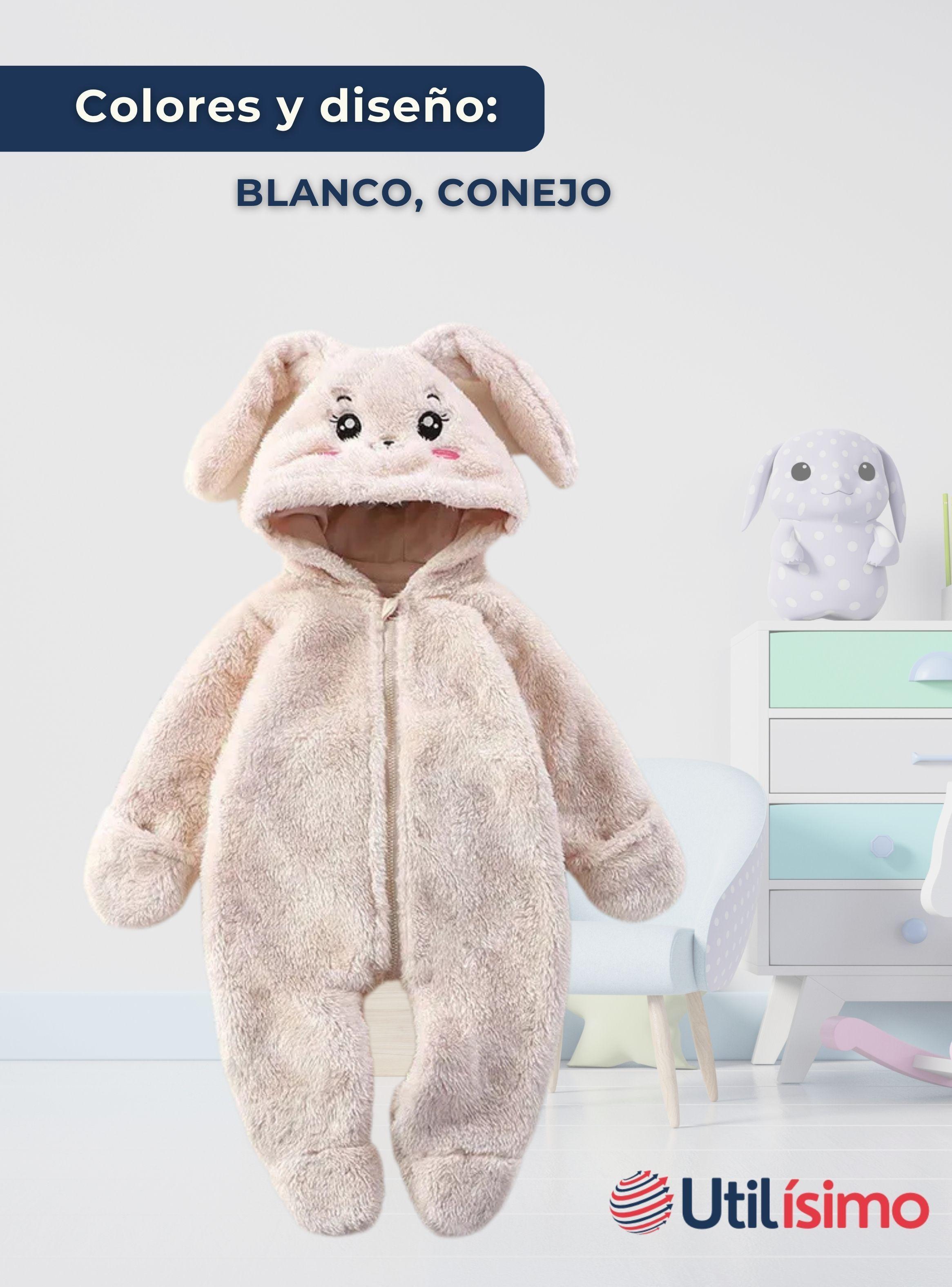 Enterito Conejito Con Capucha Bebe Polar Blanco-1