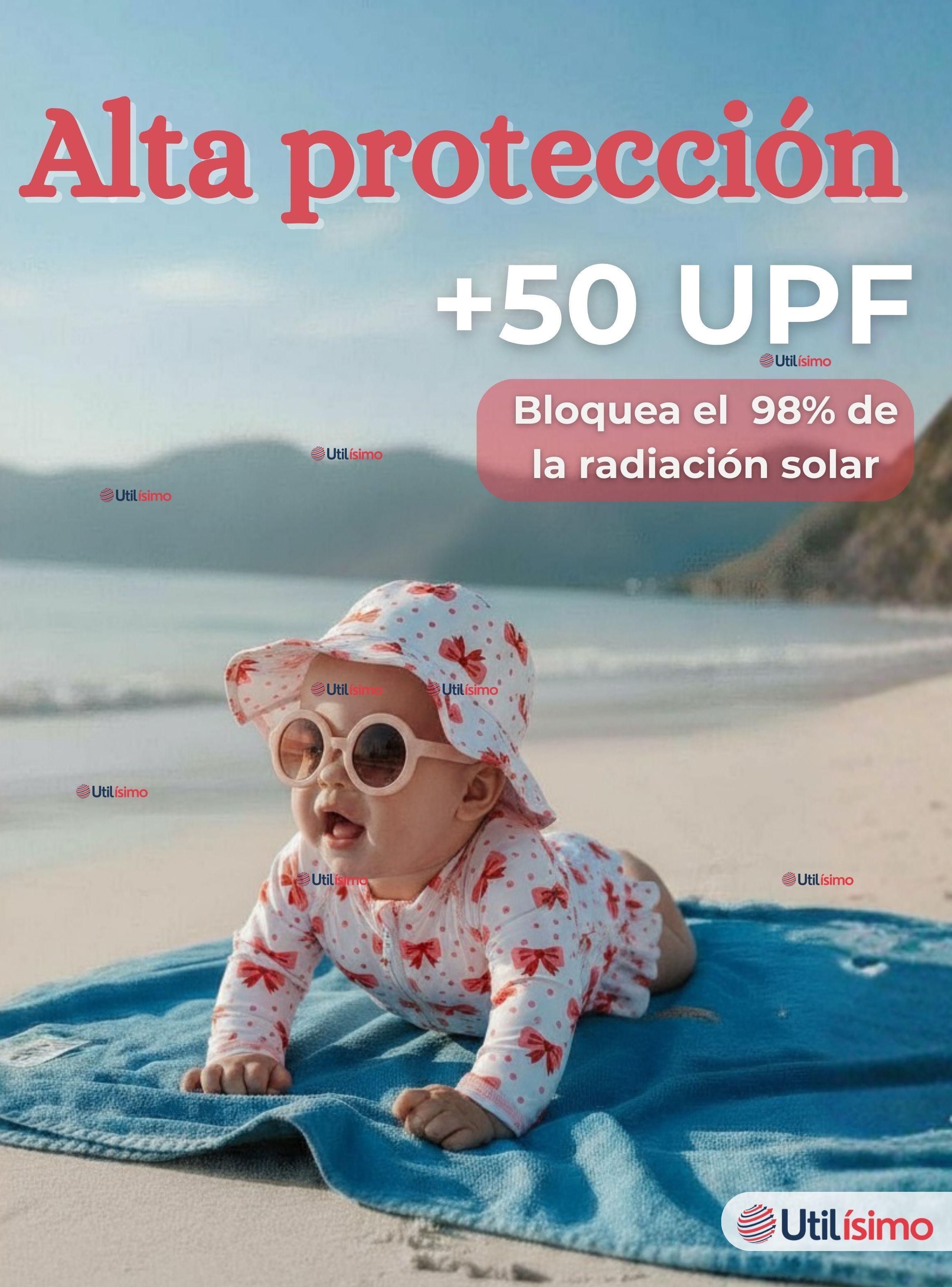 Traje de Baño Enterito Manga Larga Con Gorro 2 Piezas para Niña de 9 a 36 Meses Blanco Lazo-3