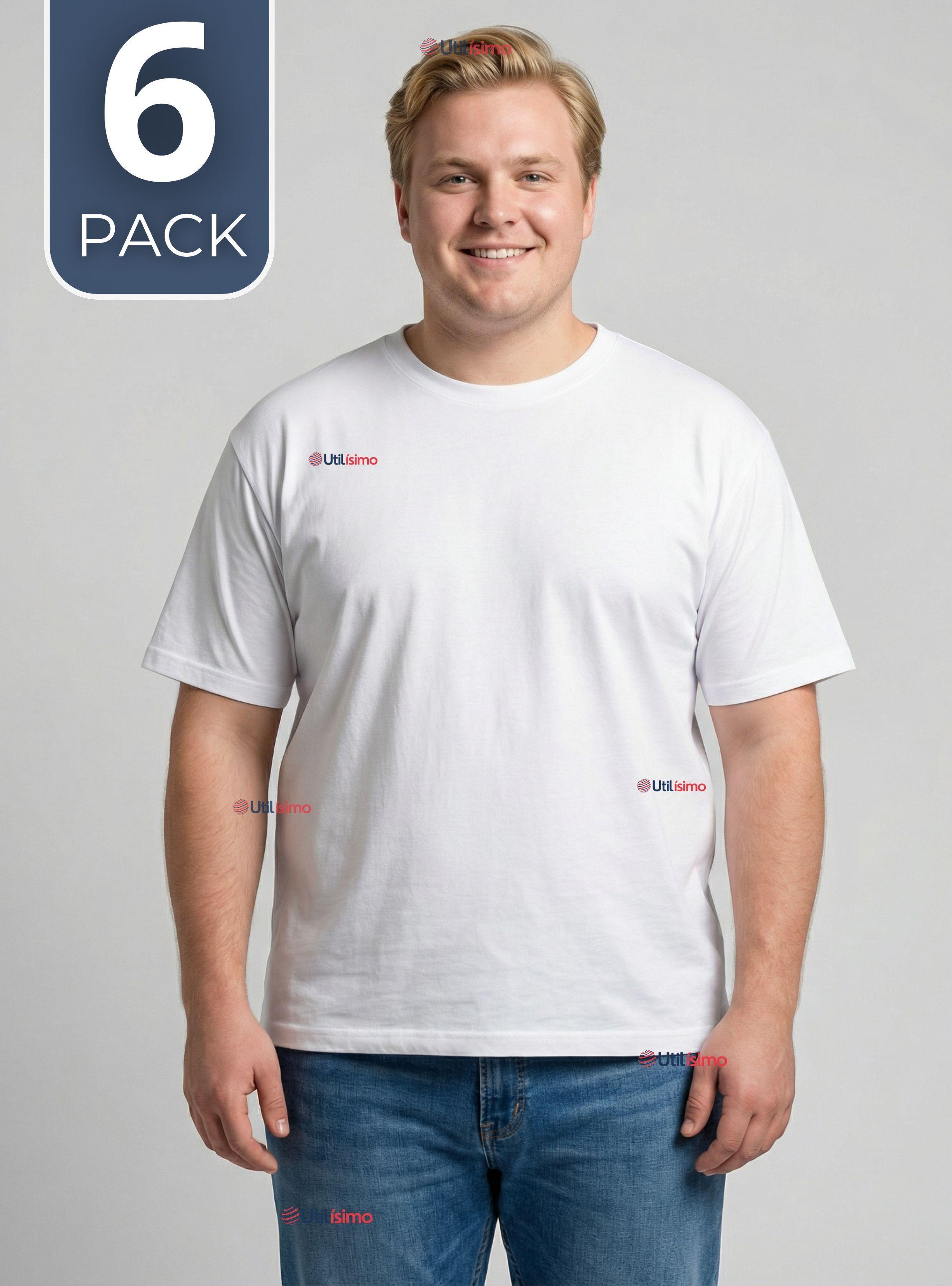 Pack 6 Camisetas Poleras 100% Algodón Básica Lisa Elástica Hombre Color Blanco-0