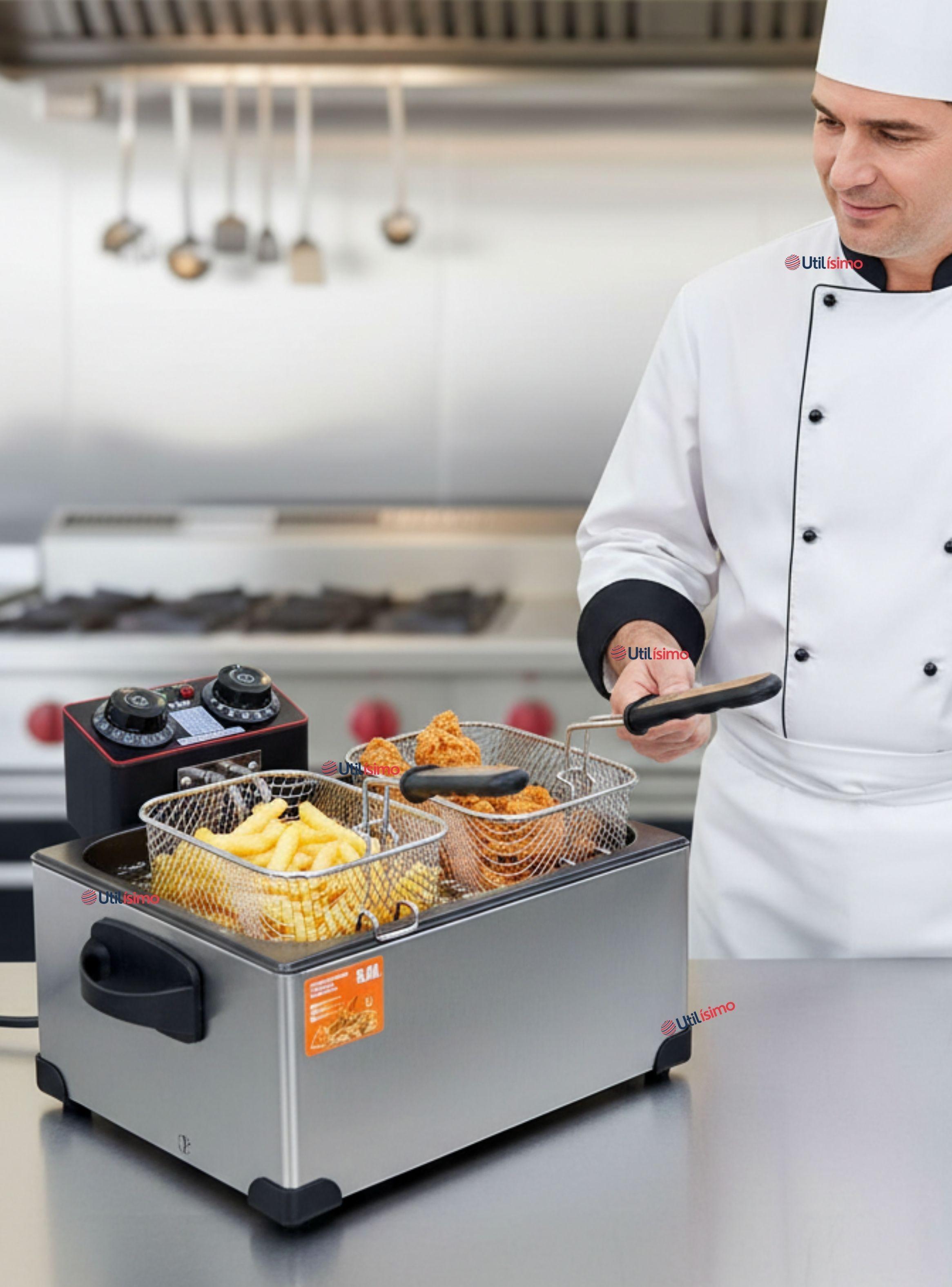 Freidora Aceite Eléctrica Capacidad 5 Litros 2000W Acero Inoxidable-0