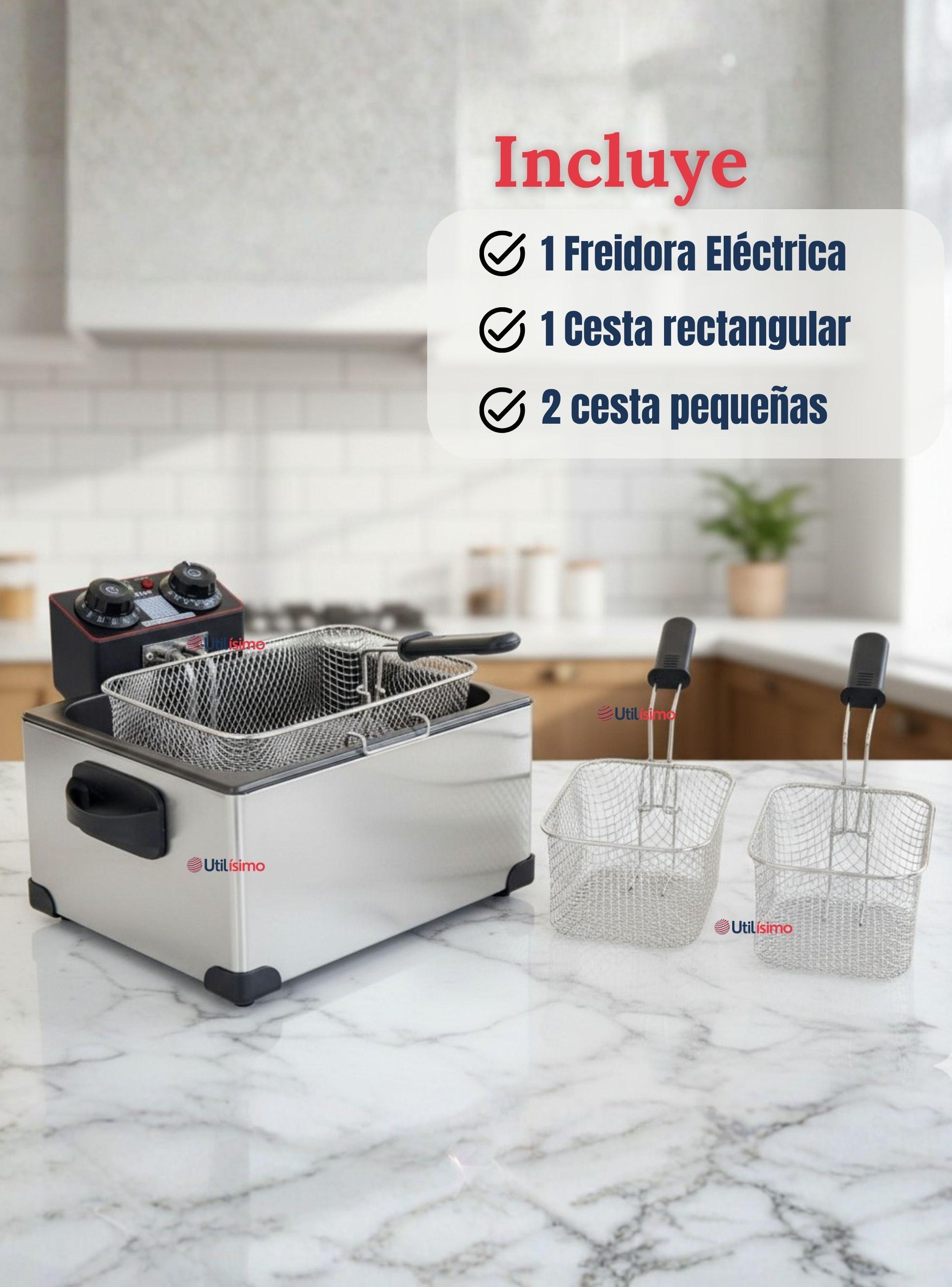 Freidora Aceite Eléctrica Capacidad 5 Litros 2000W Acero Inoxidable-1