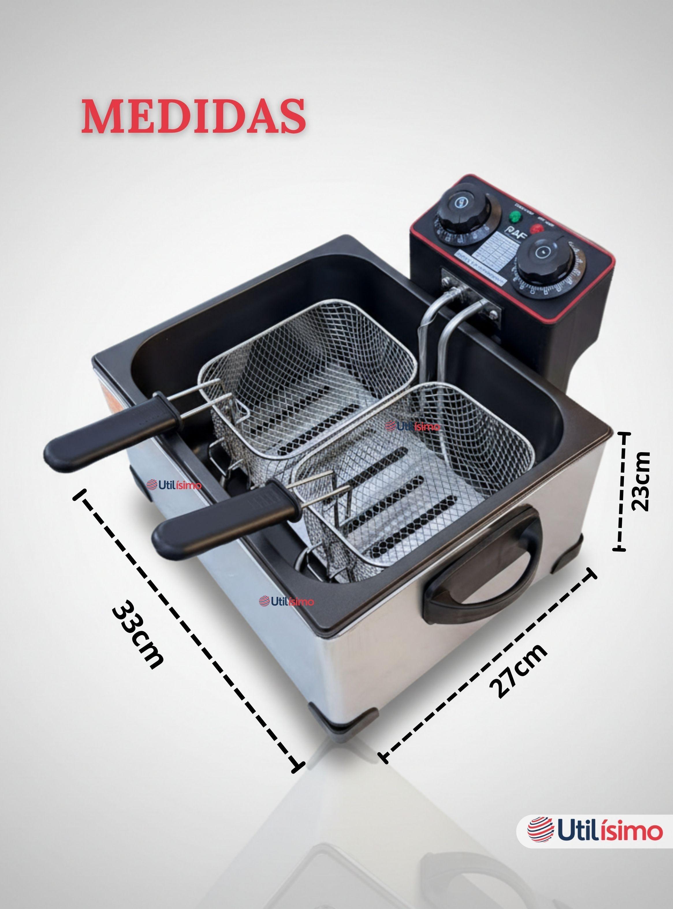 Freidora Aceite Eléctrica Capacidad 5 Litros 2000W Acero Inoxidable-3
