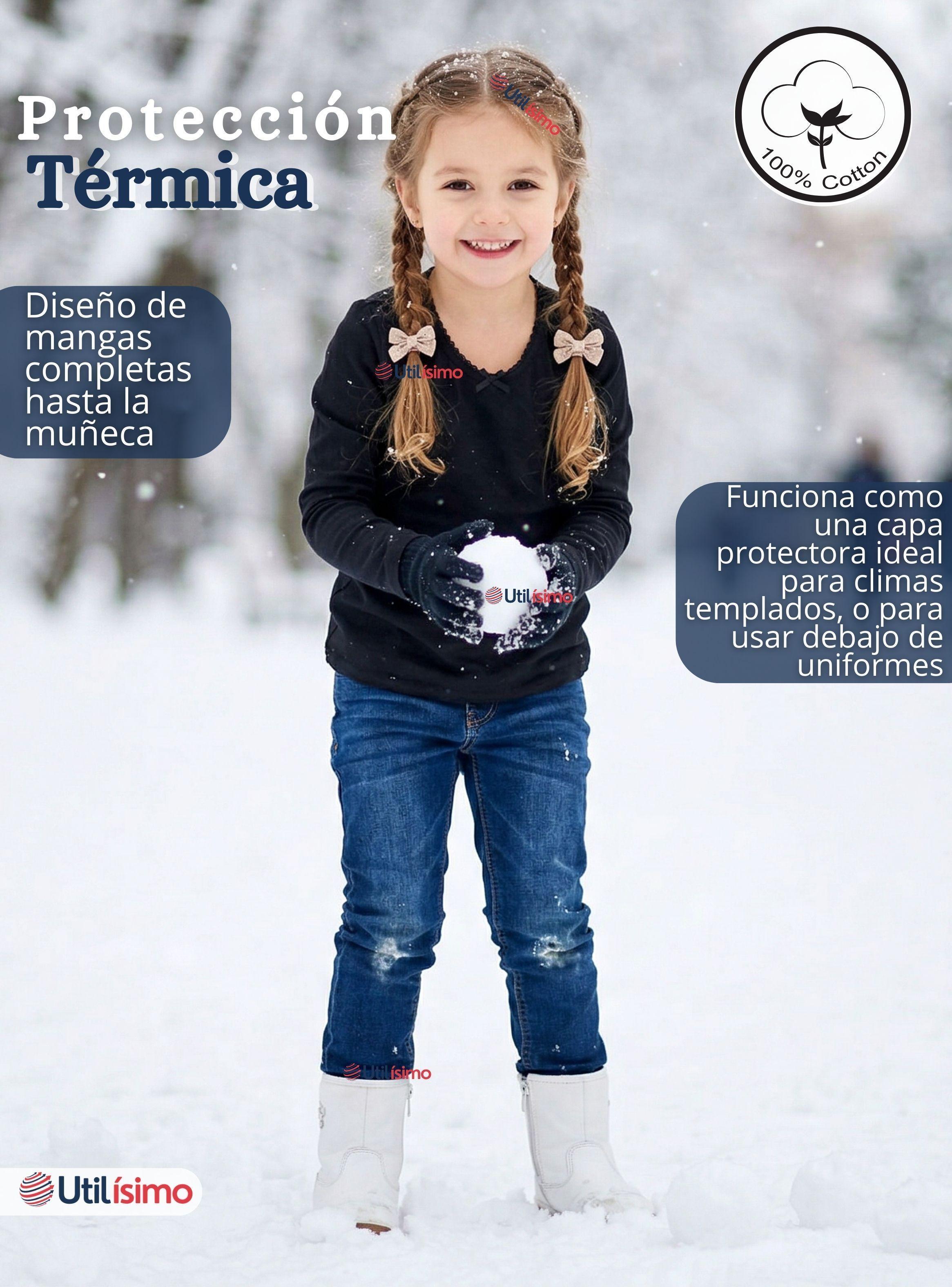 Pack 3 Camisetas Poleras Algodón Cuello Redondo Primera Capa Manga Larga de Colores Surtidos Niña-7