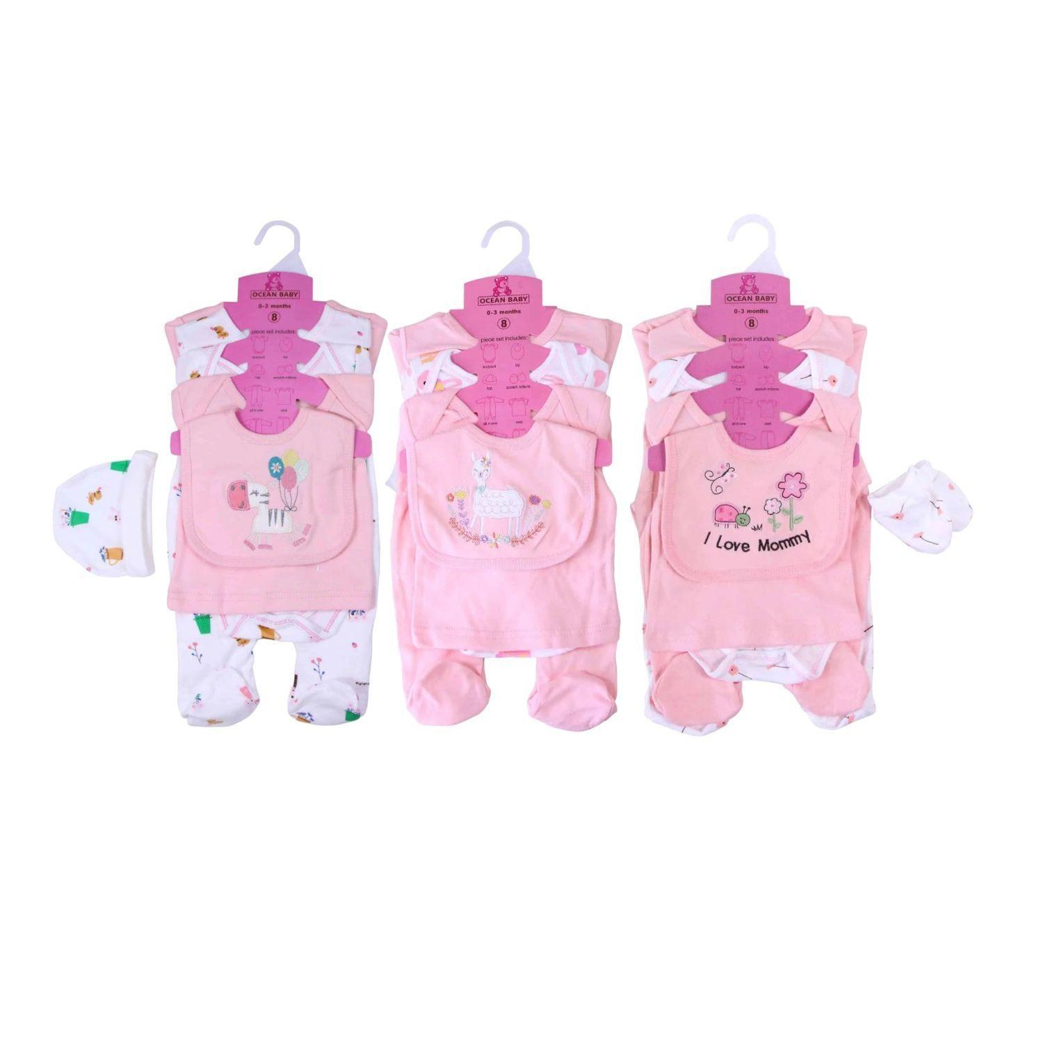 Set 8 Piezas Ajuar Niña Jump Kids 100% Algodón Surtido-1