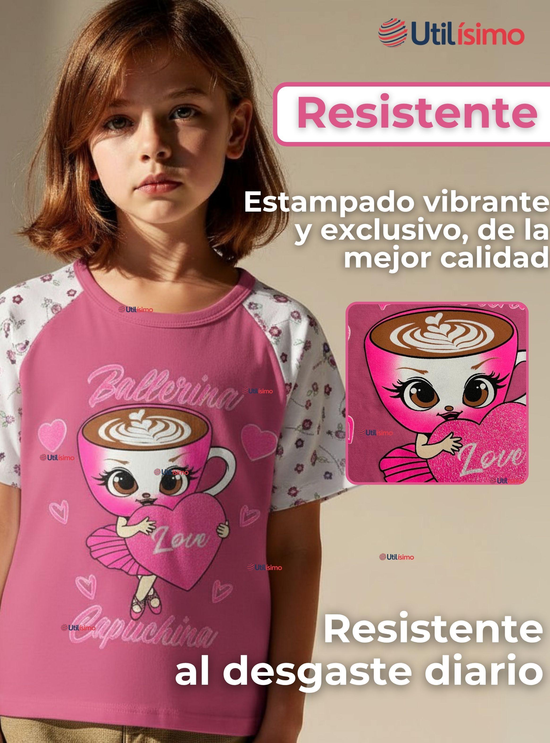 Polera Brainrots 100% Algodón Manga Corta Niña Tralalero Rosado Oscuro-3