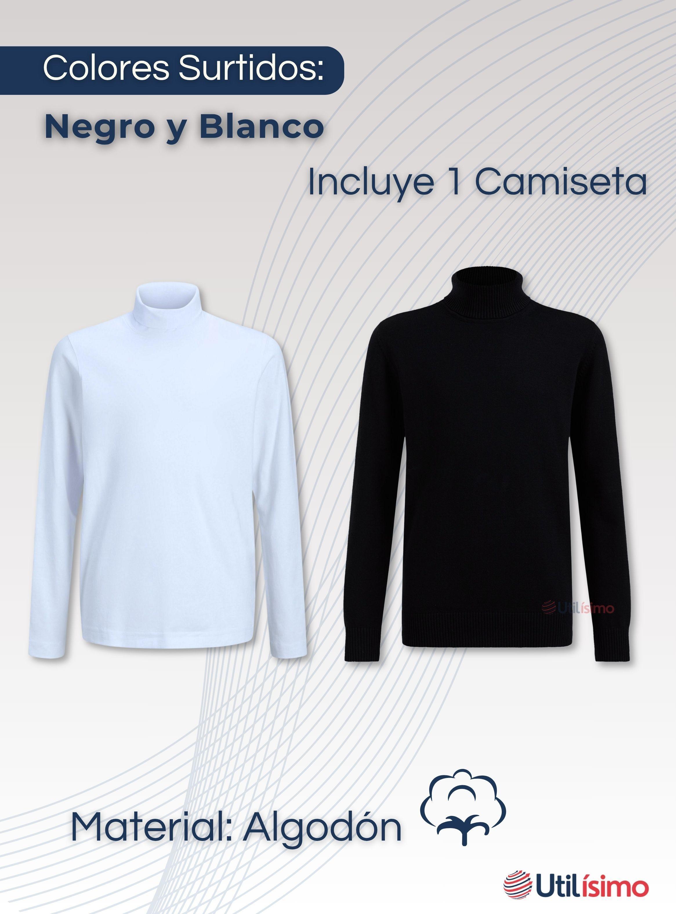 Camiseta Polera Beatle Algodón Niño Primera Capa Cuello Alto Blanco Negro-1