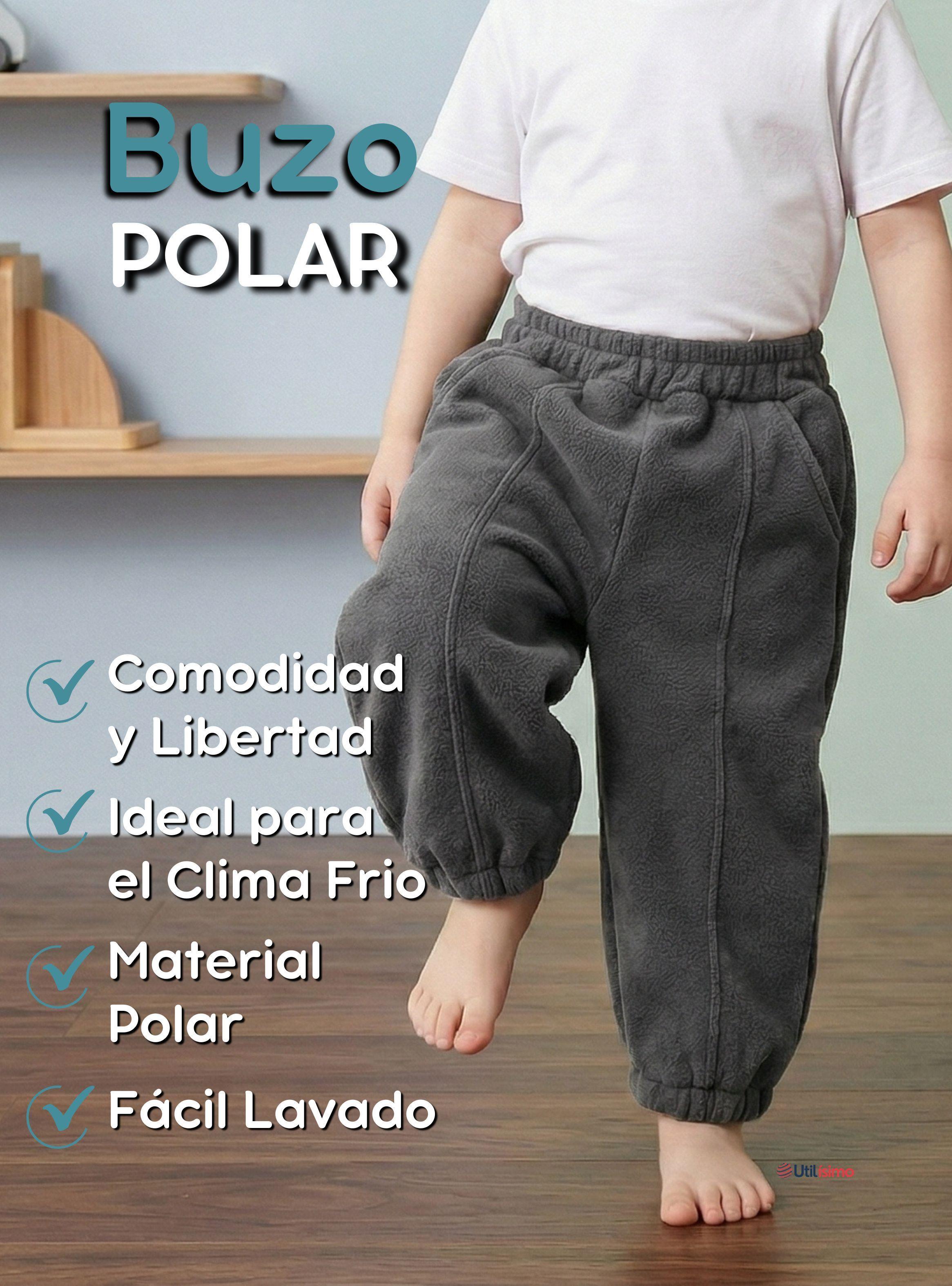 Buzo Pantalón Forrado Polar Gris Bebé Niño Invierno-4
