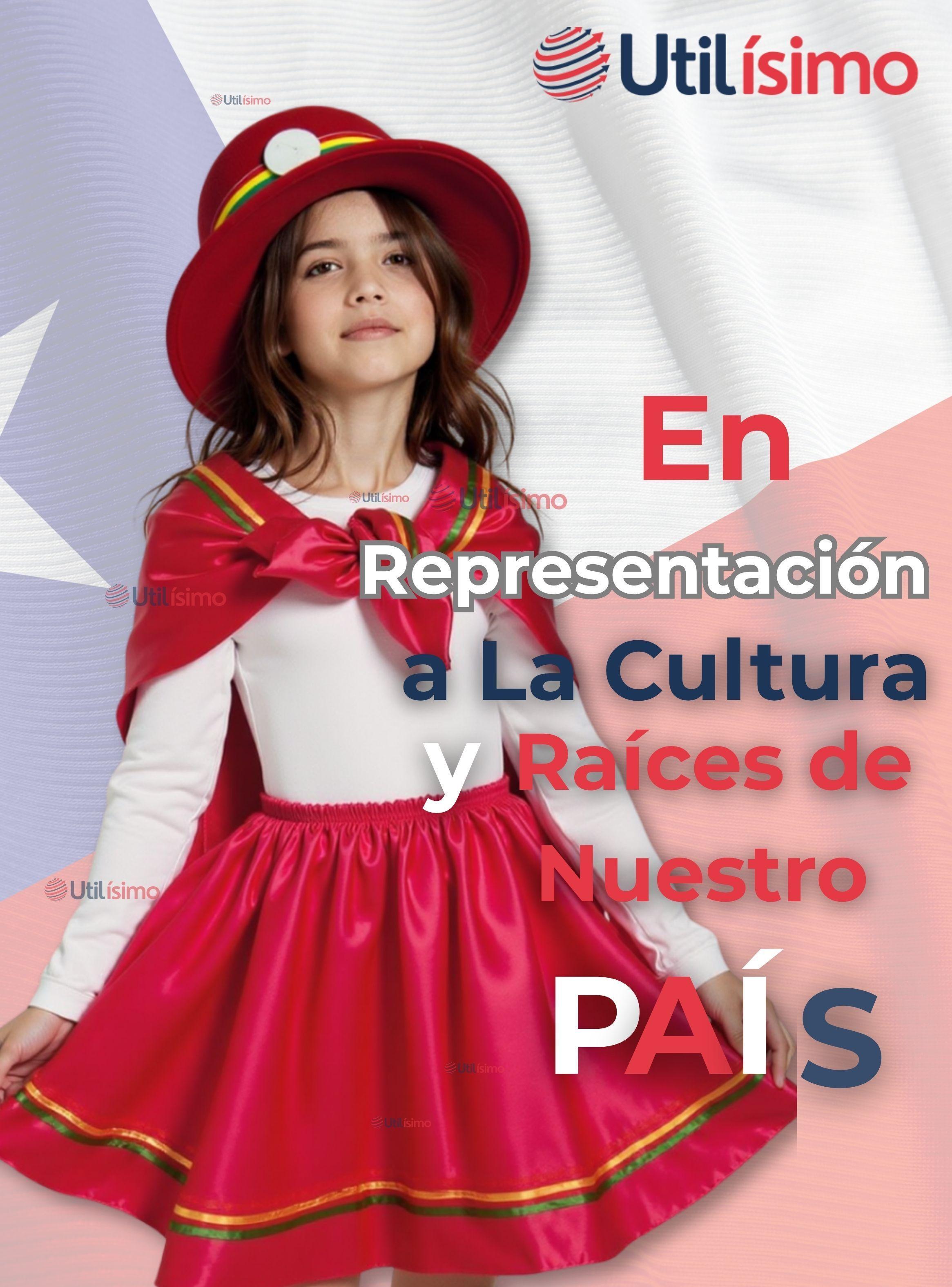 Pack 3 Traje Nortino Rojo 4 Piezas Niñas Fiestas Patrias Baile Nortino-5