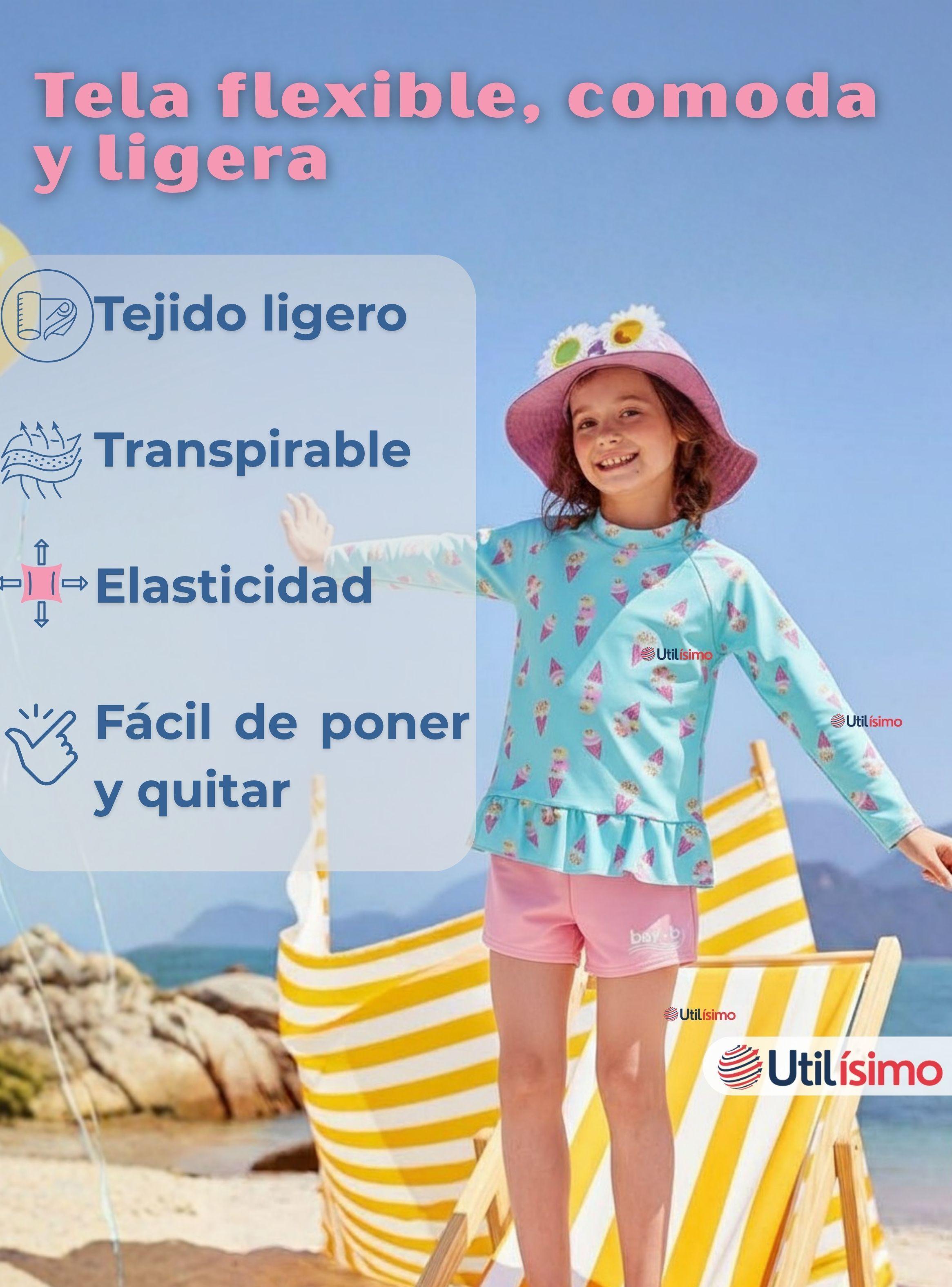 Traje De Baño Manga Larga y Pantalón Corto 2 Piezas Niña de 2 a 7 años Sweet Ice Creams-3