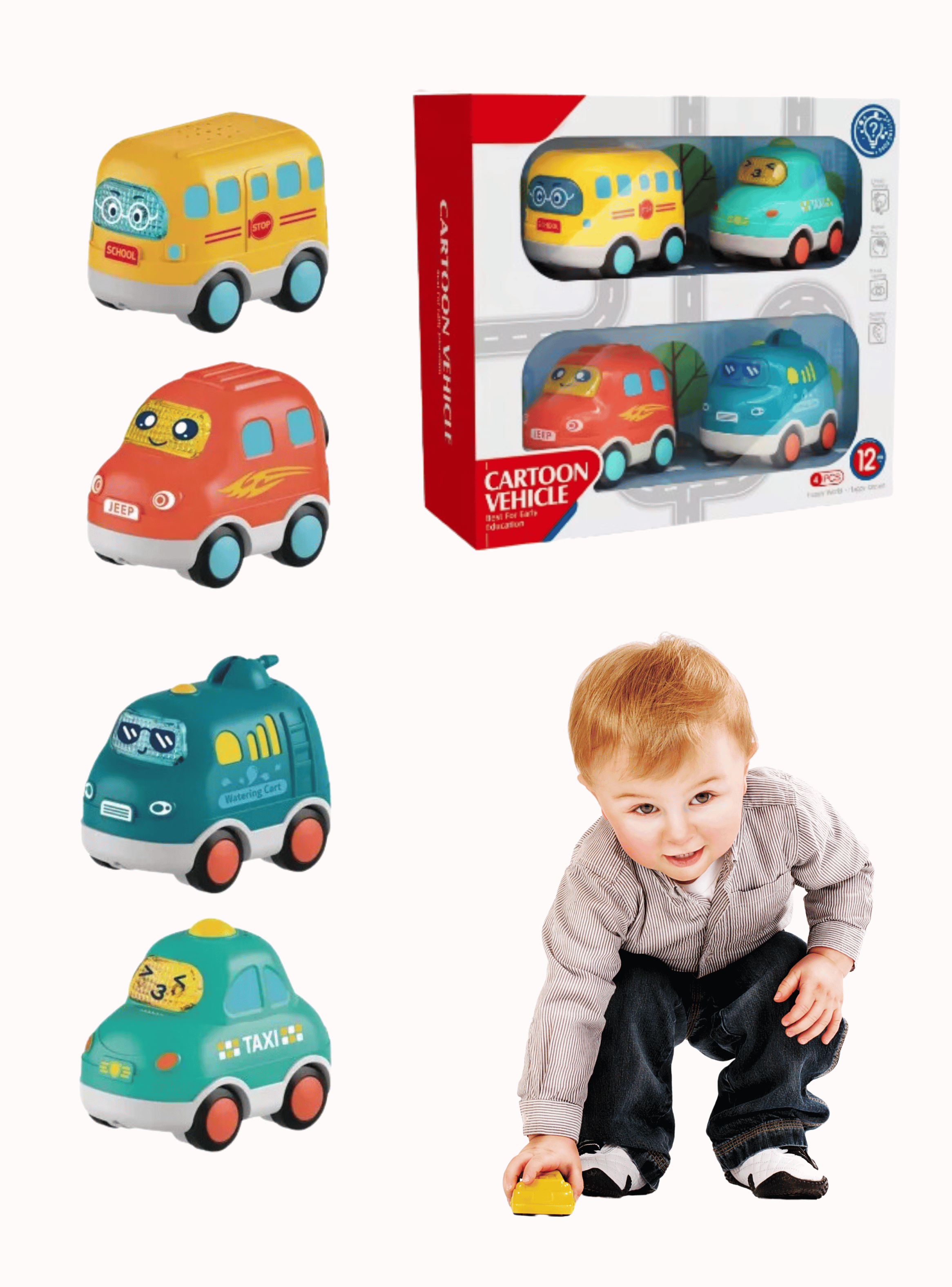 Set 4 Vehículos Juguete Didáctico Niño Tedmimak-0
