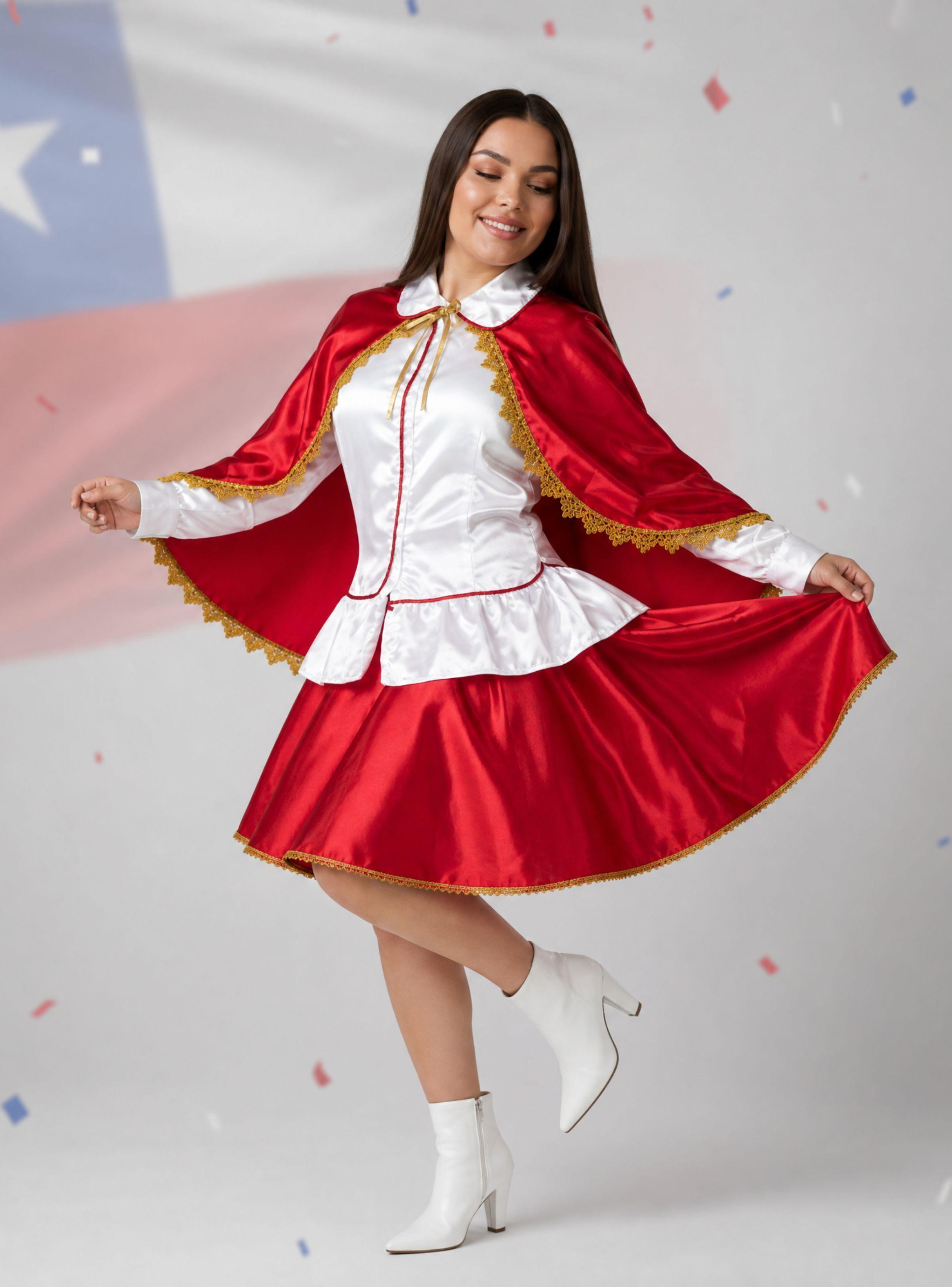 Traje Tirana Diablada 3 Piezas Rojo Mujer Baile Típico Fiestas Patrias-0