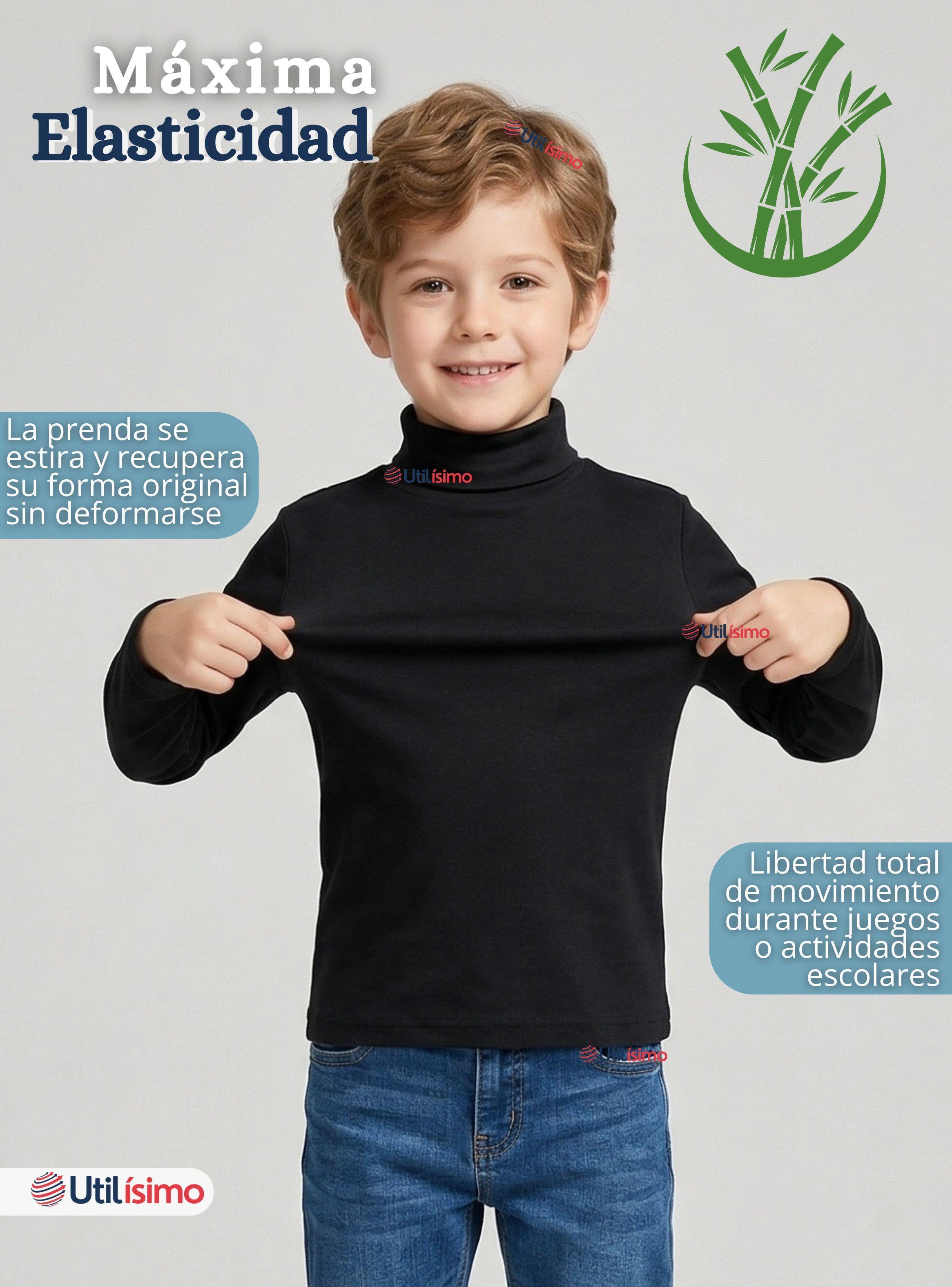 Pack 6 Camisetas Poleras Bambú Primera Capa Cuello Beatle Manga Larga Colores Surtidos Niños-5