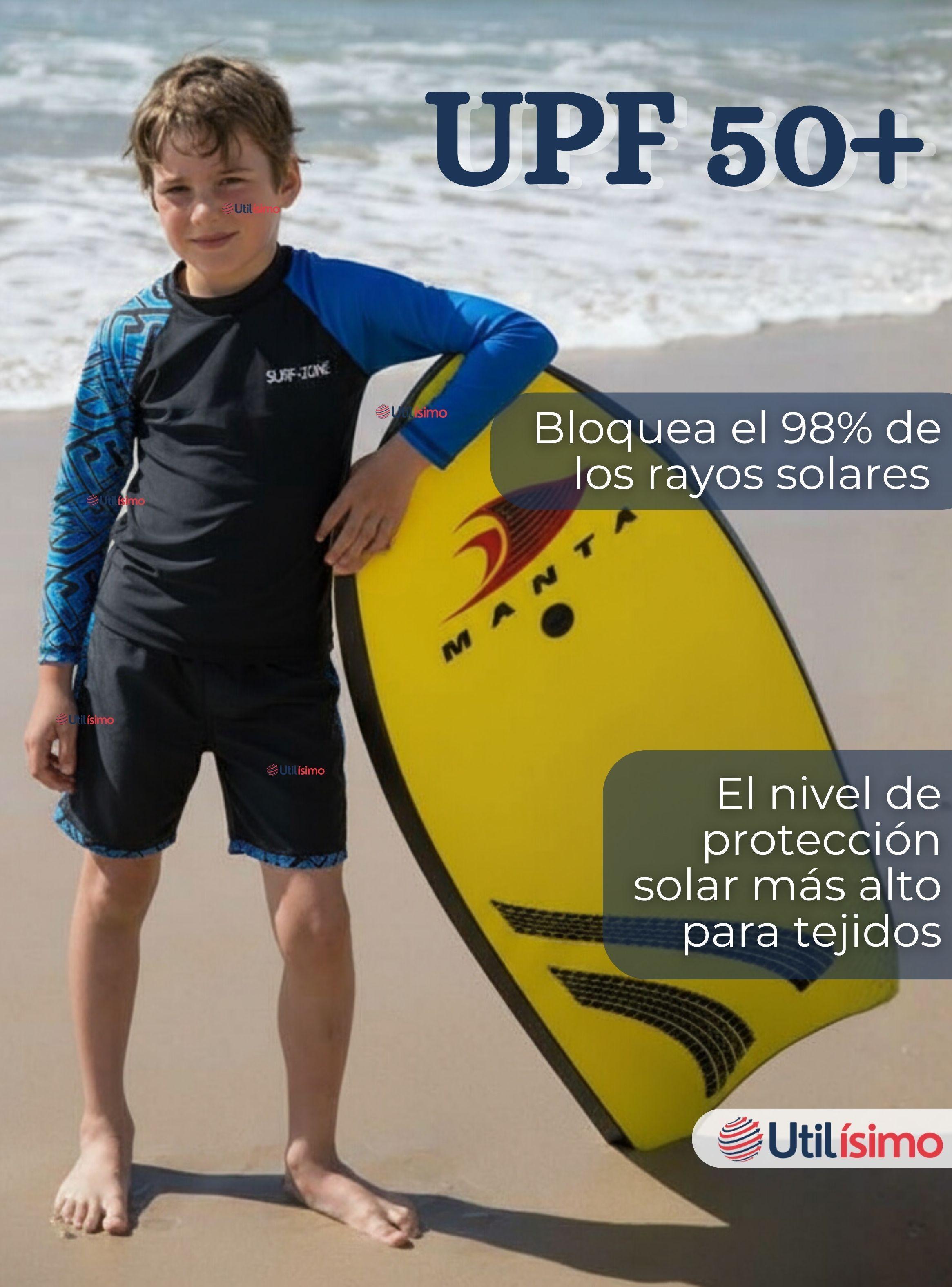 Traje de Baño Polera Manga Larga Pantalón Corto 2 Piezas Corte Split Para Niños 3 a 11 años Black-4