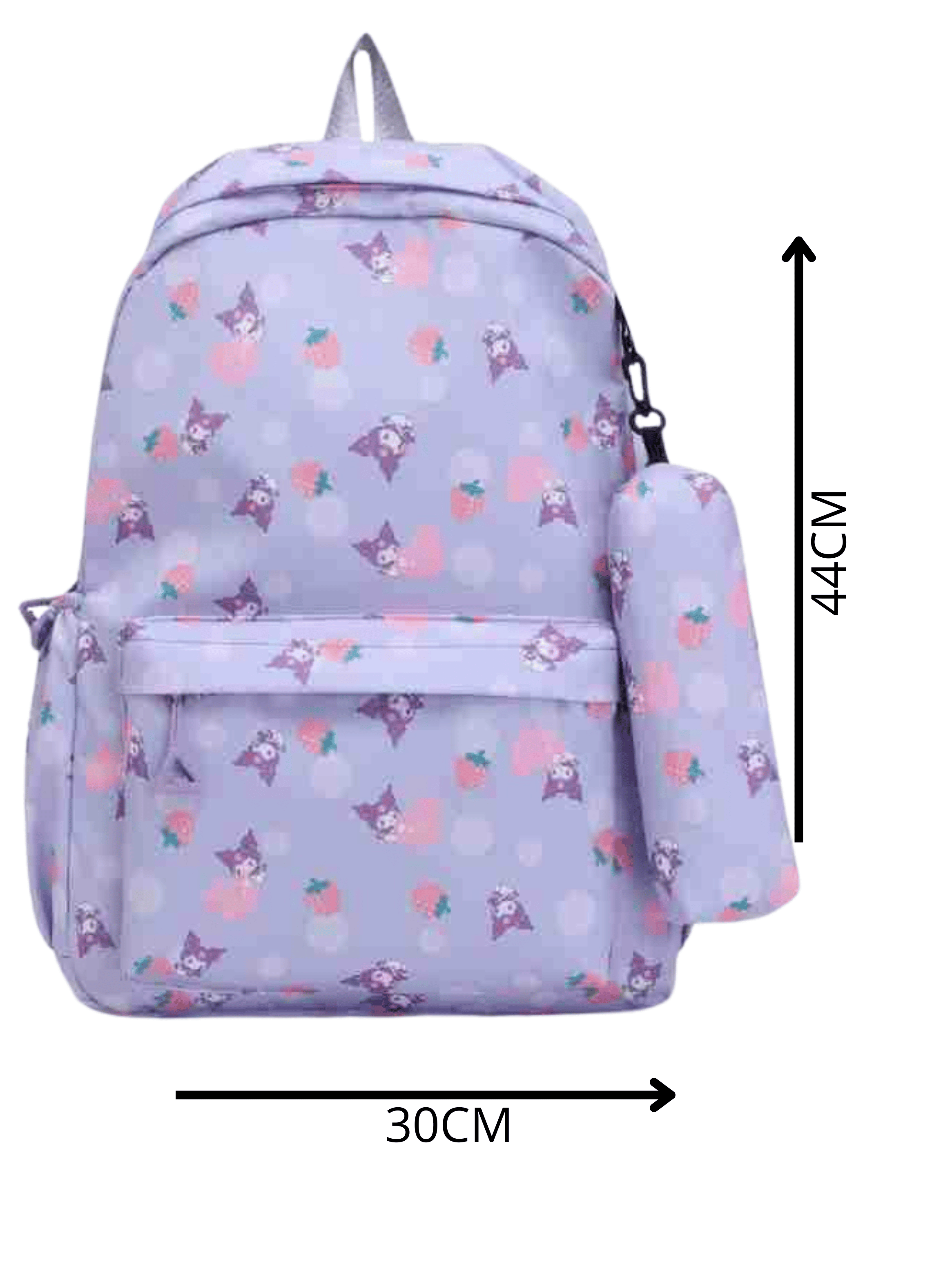 Mochila Kuromi Escolar 44cm Sanrio Estilo Kawaii Purple-1