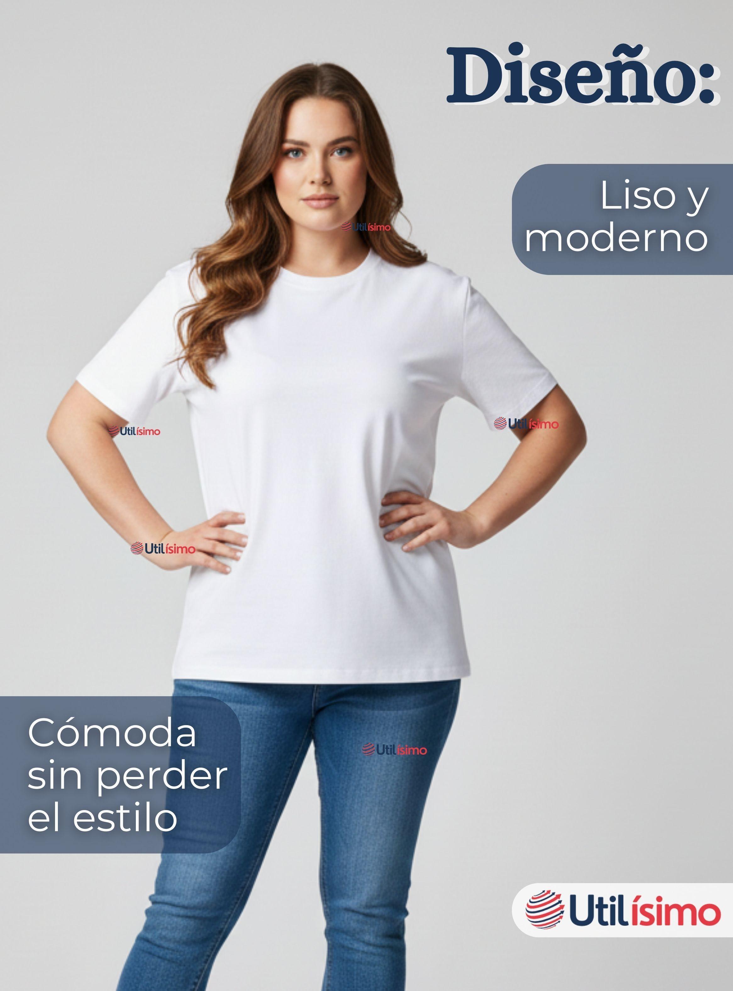 Pack 3 Camisetas Poleras 100% Algodón Básica Lisa Elástica para Mujer Blanco-1