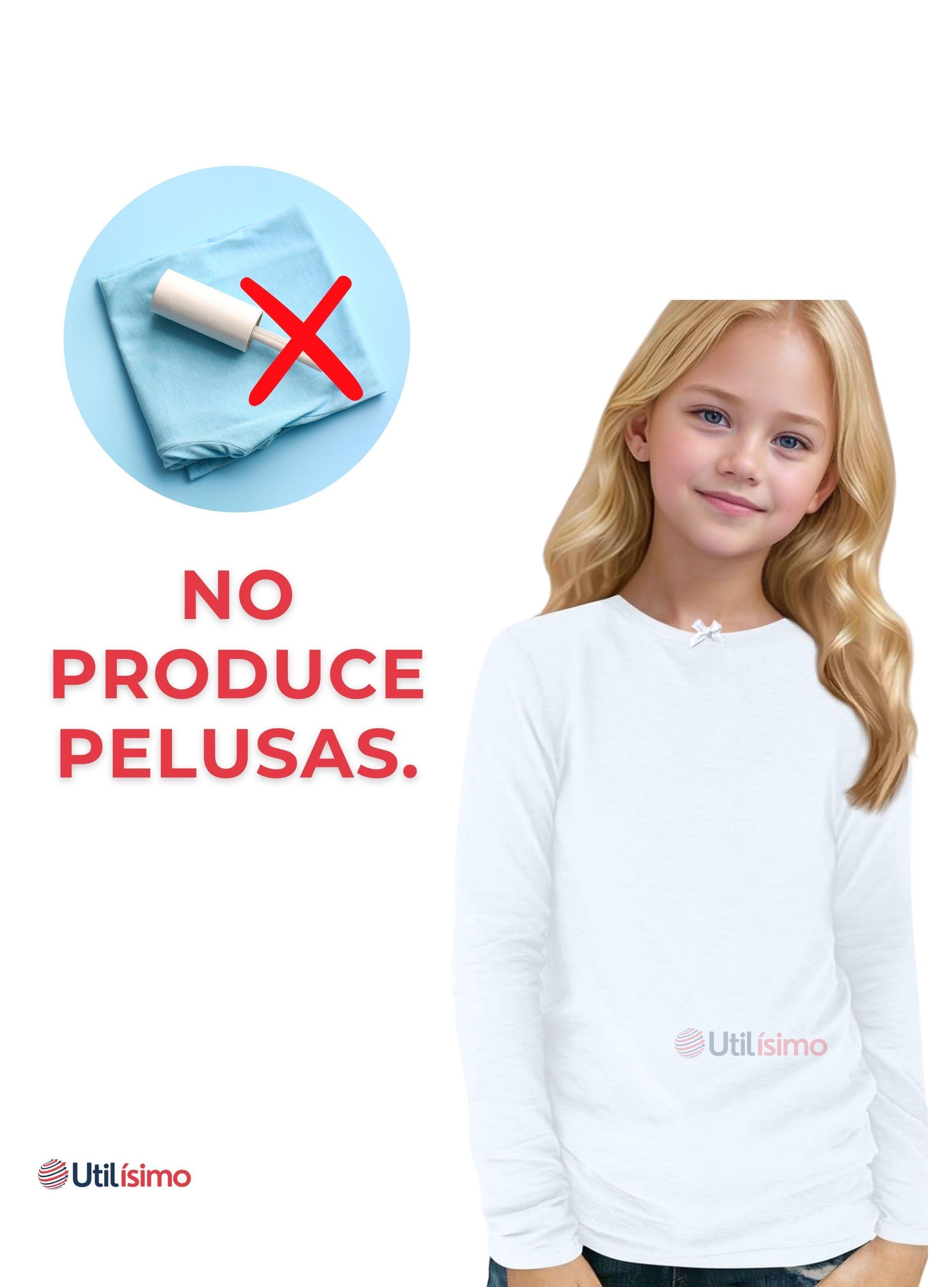 Camiseta Algodón Manga Larga Polera Niña Primera Capa Cuello Redondo Blanco Negra-7