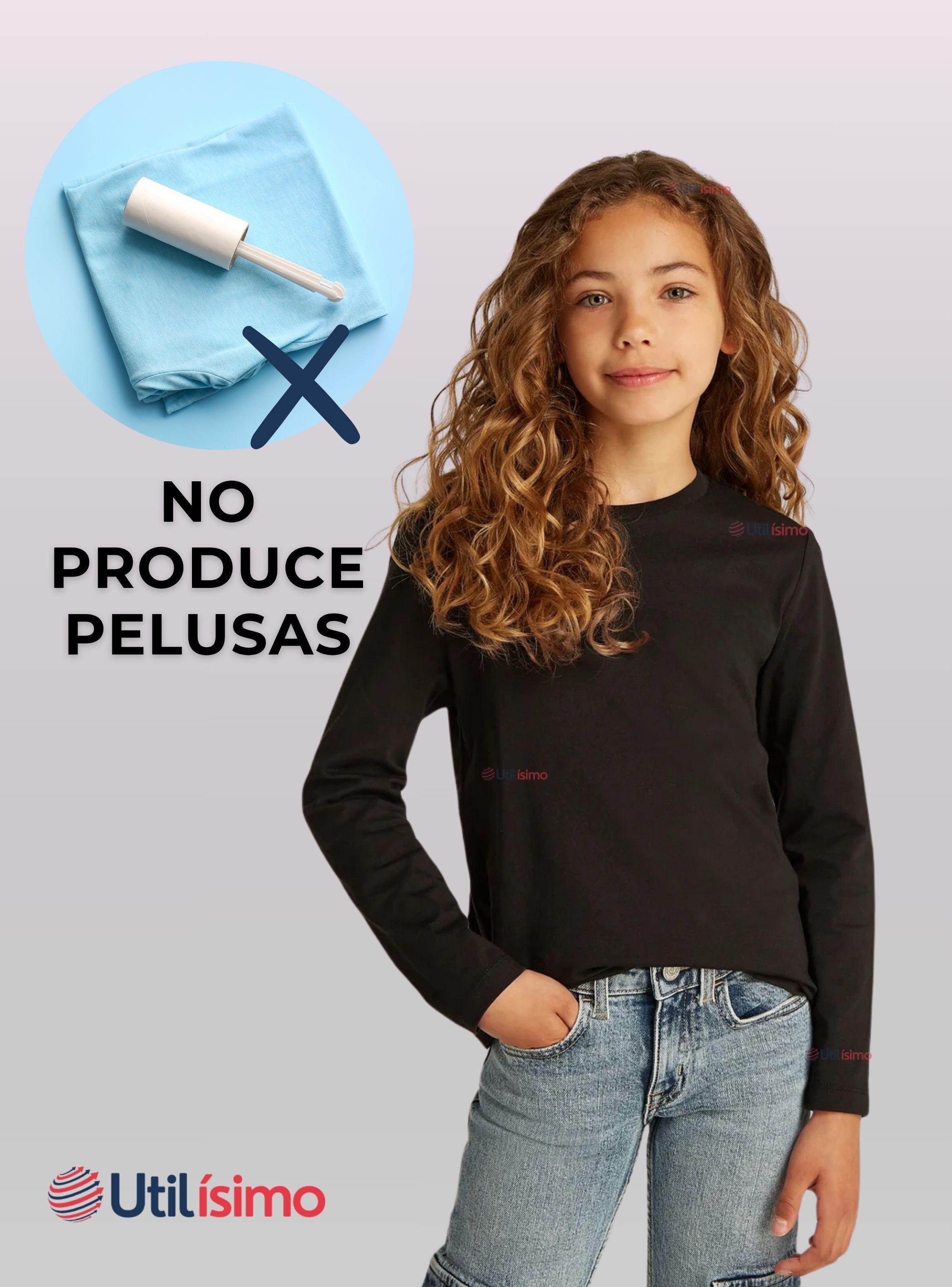 Camiseta Algodón Manga Larga Polera Niña Primera Capa Cuello Redondo Blanco Negra-7