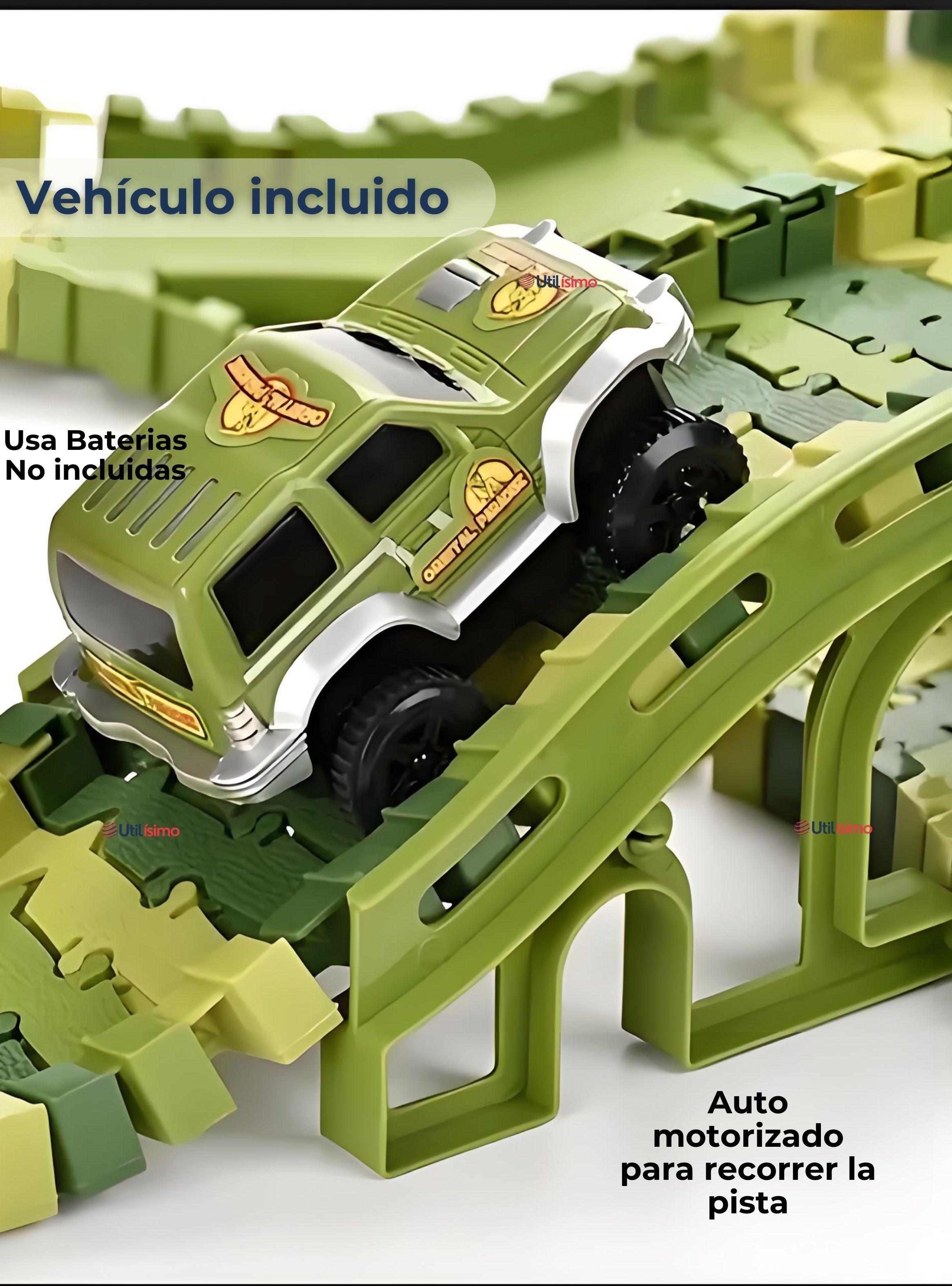 Pista Carreras de Autos Juguete Flexible Armables Dinosaurio 120 Piezas Niños-4