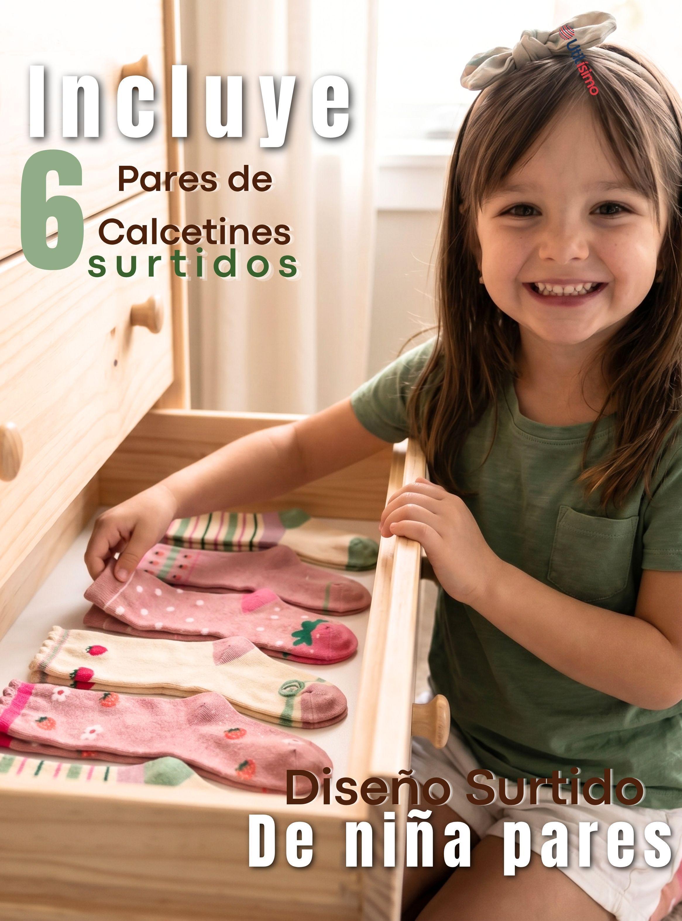 Pack 6 Pares De Calcetines Algodón Invierno Diseño Frutilla Surtido Niña-2