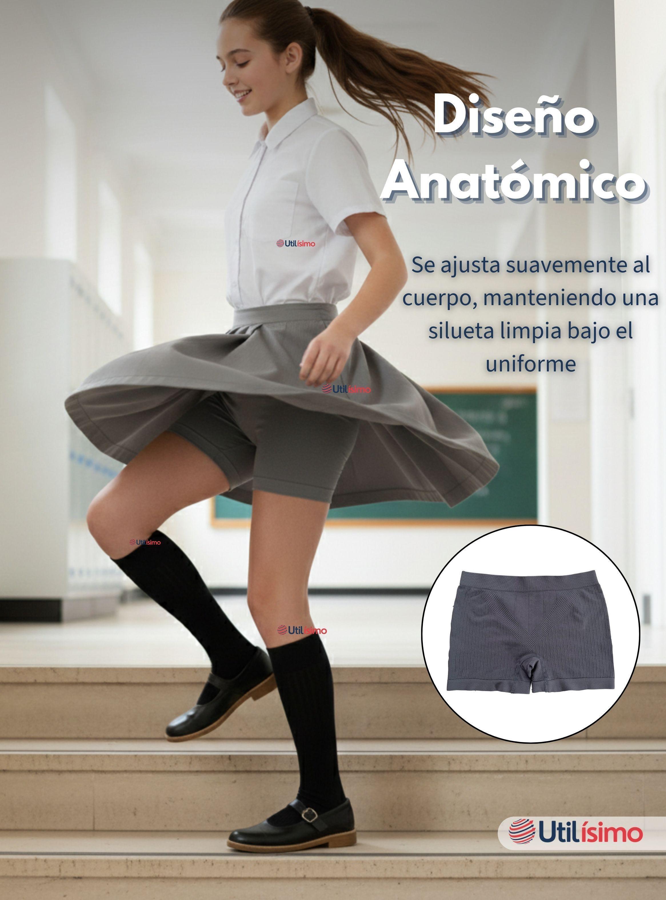 Pack 3 Calzas Cortas Escolar Pata Deportivas para Niñas  y Juvenil Color Gris-5