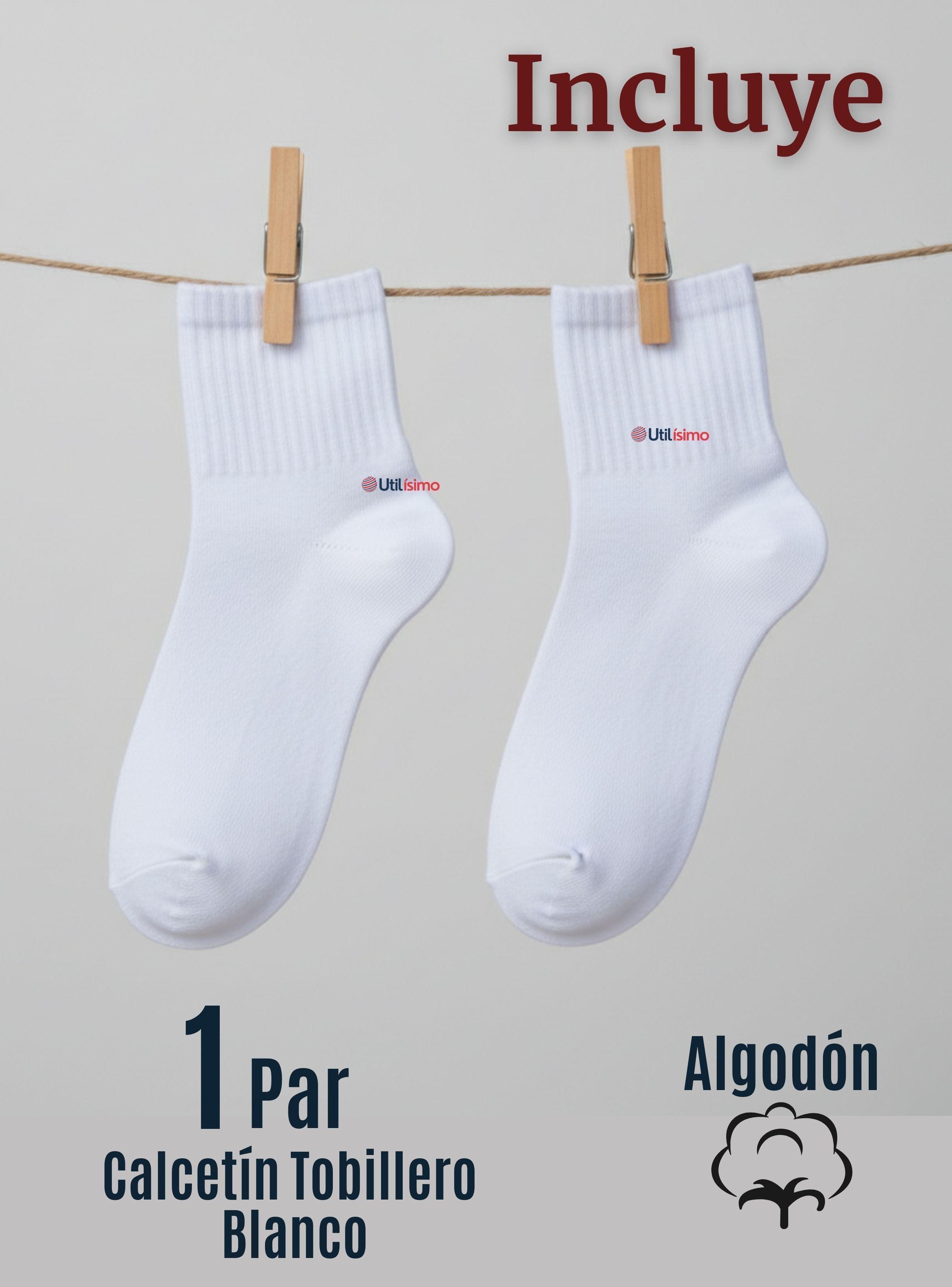 Calcetín Tobillera Corto Algodón Color Blanco para Niñas y Niños-1