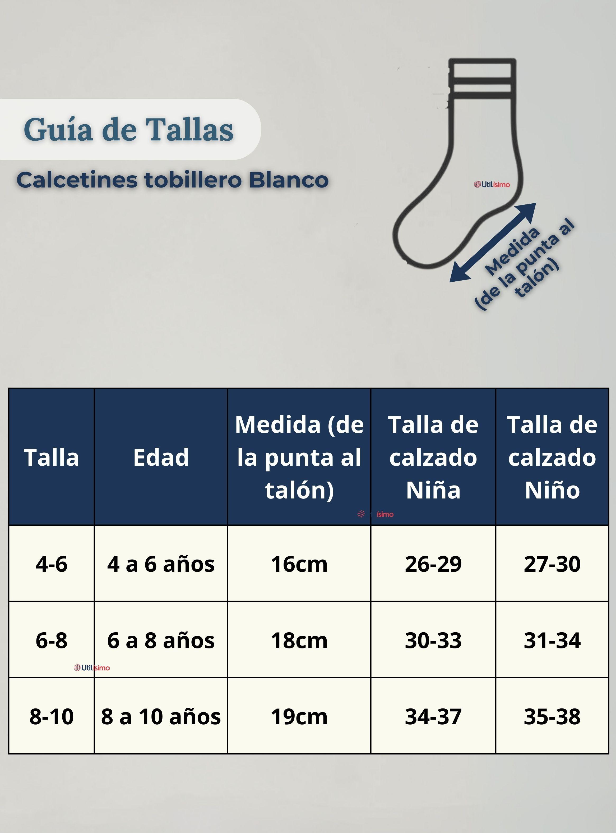 Calcetín Tobillera Corto Algodón Color Blanco para Niñas y Niños-3