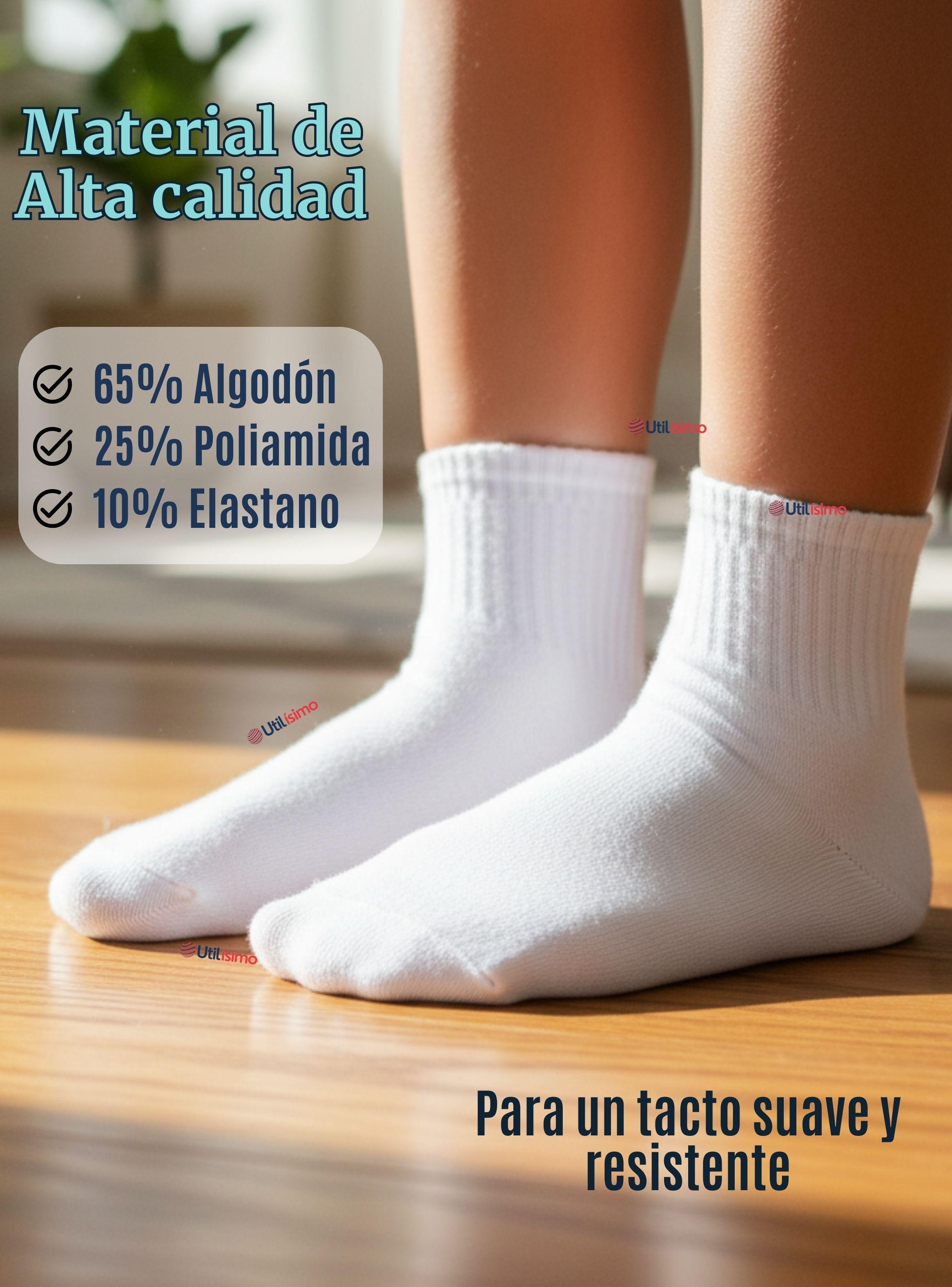 Calcetín Tobillera Corto Algodón Color Blanco para Niñas y Niños-4
