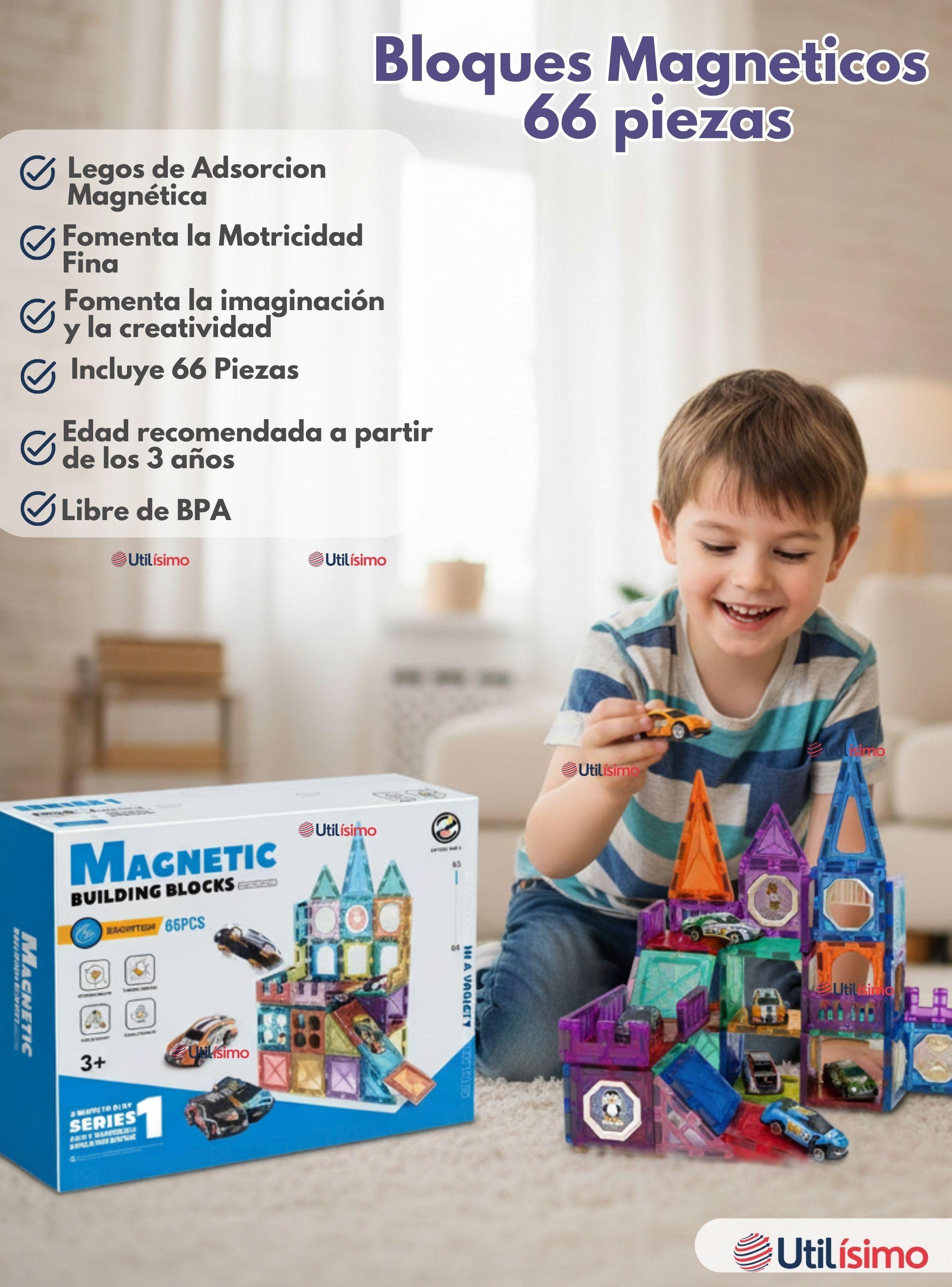 Juego Bloques De Construcción Magnéticos 3D 66 Piezas para Niño o Niña-2