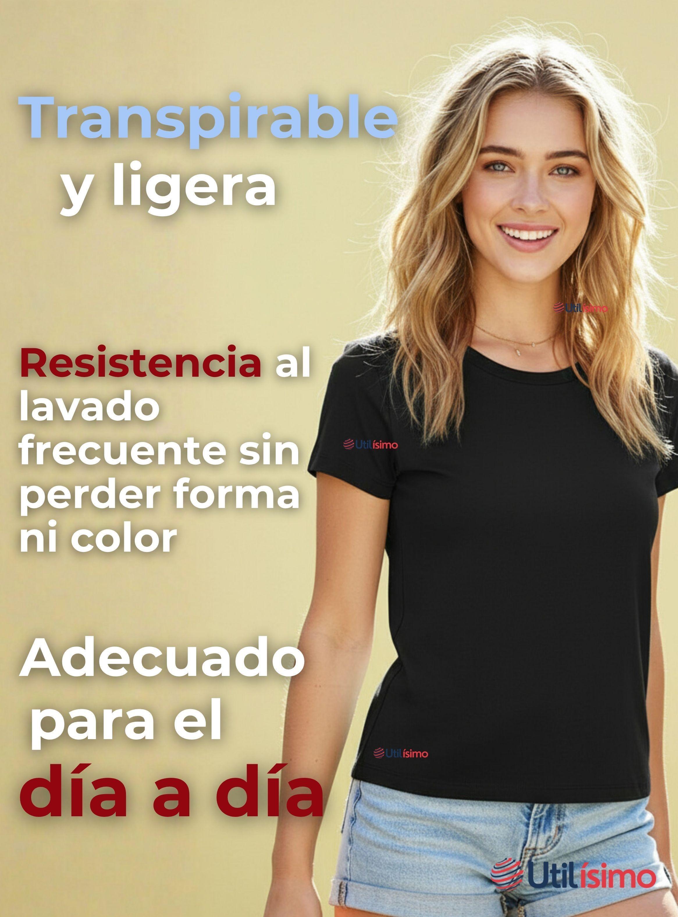 Polera Camiseta 100% Algodón Premium Manga Corta Básico Color Negro Mujer-6