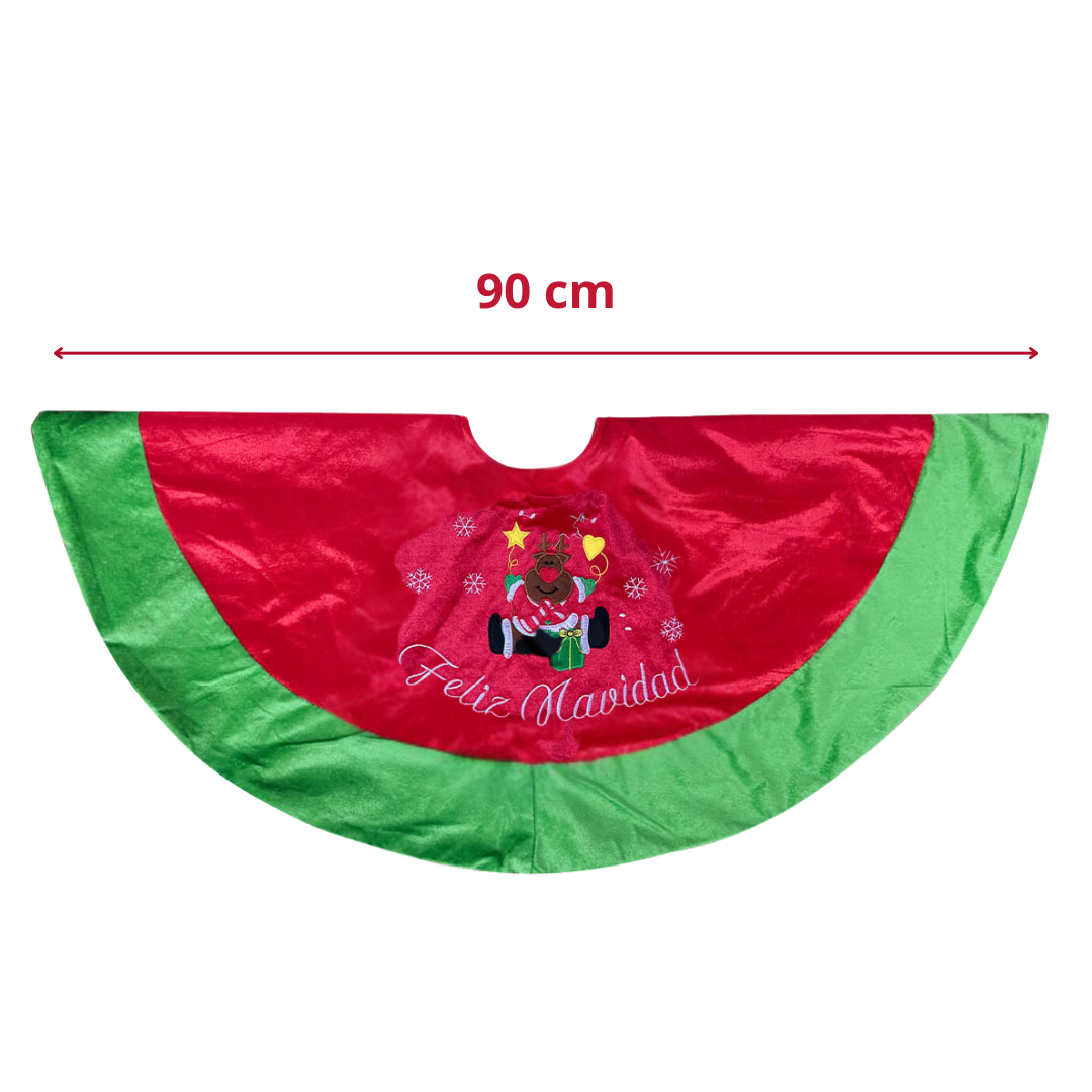 Faldón Pie De Árbol Navidad 90 cm Diámetro Estampado Renos Navideños-2