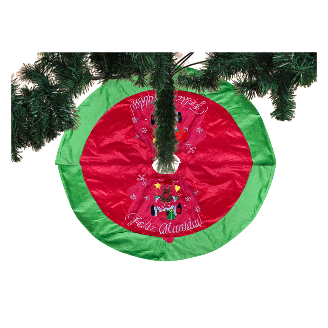 Faldón Pie De Árbol Navidad 90 cm Diámetro Estampado Renos Navideños-3