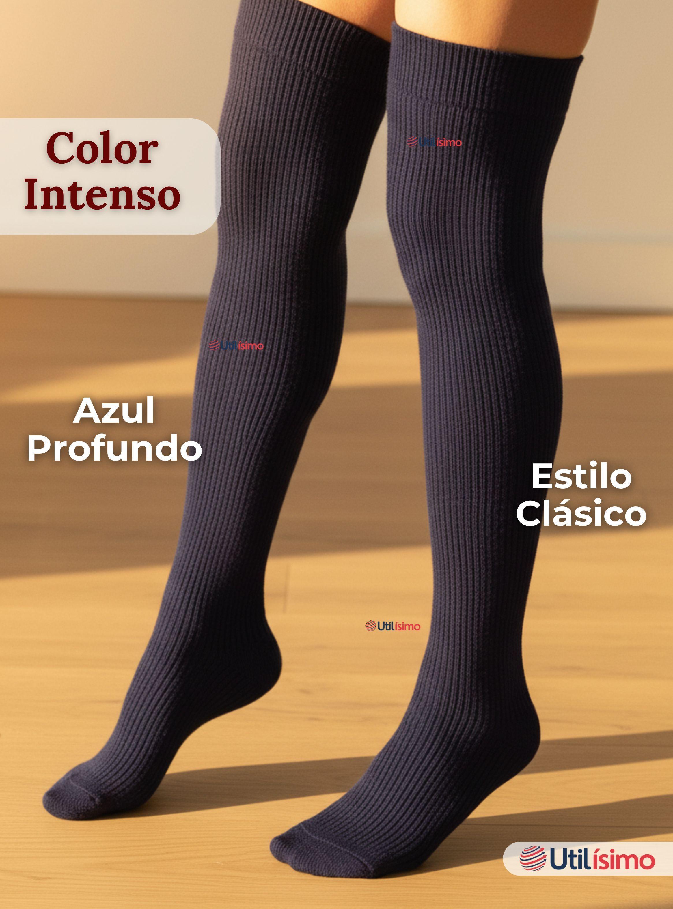 Bucaneras Escolares 1 Par Calcetines Acrílico Azul Premium Niña y Juvenil-3