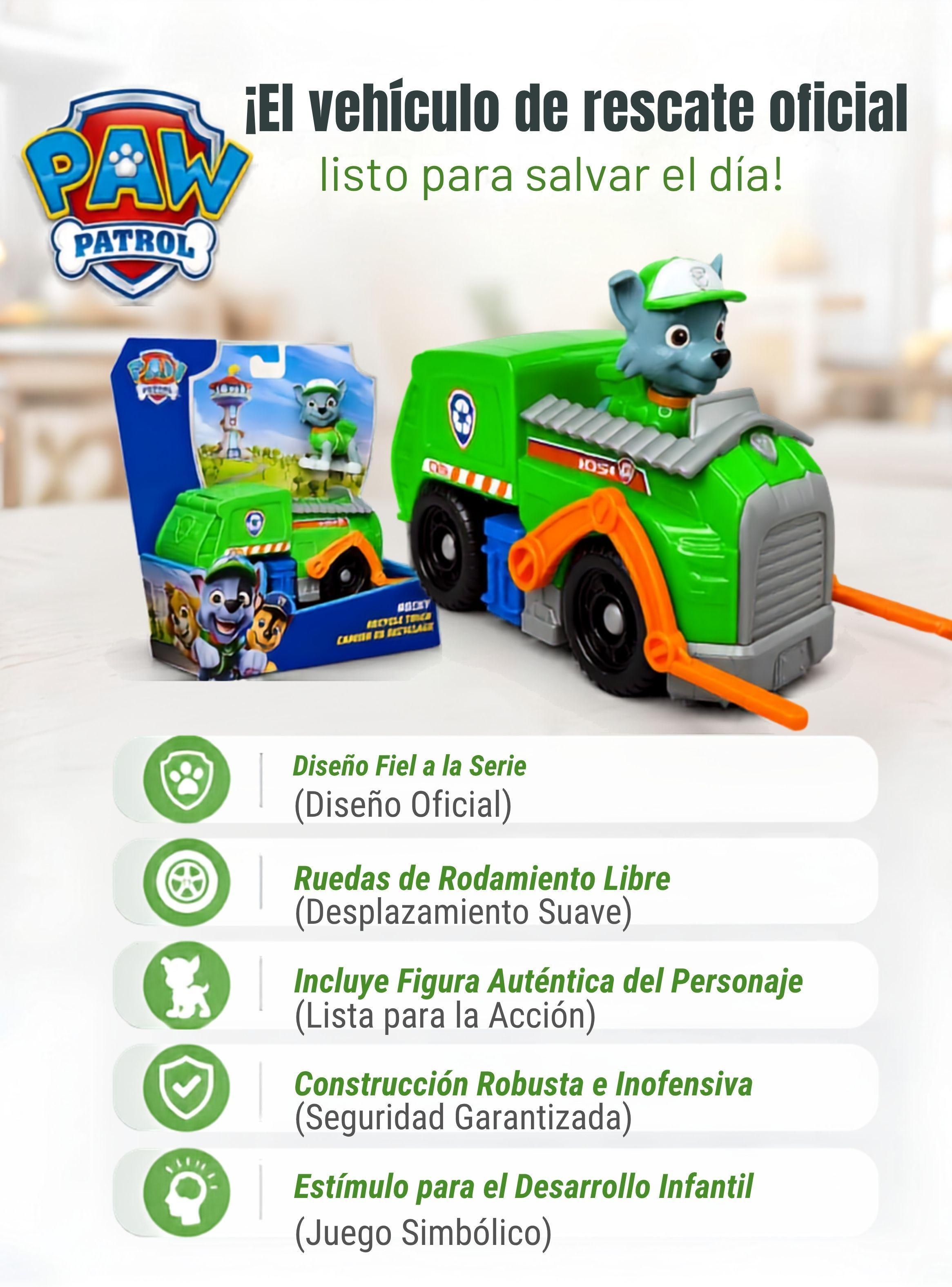Paw Patrol Camión de reciclaje Rocky con Figura Juguete de Niño-3