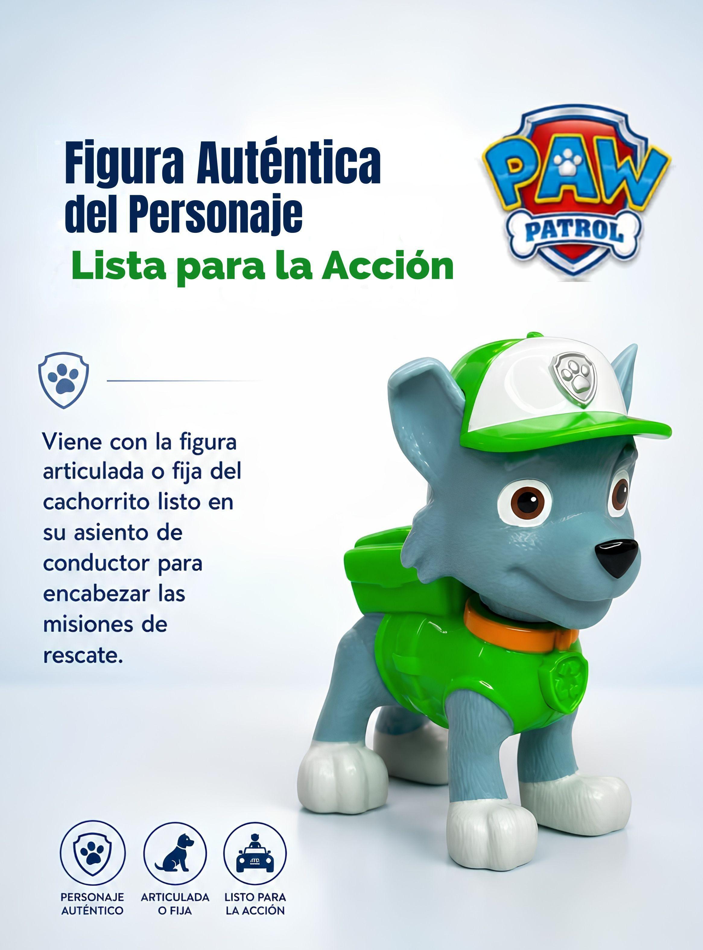 Paw Patrol Camión de reciclaje Rocky con Figura Juguete de Niño-4