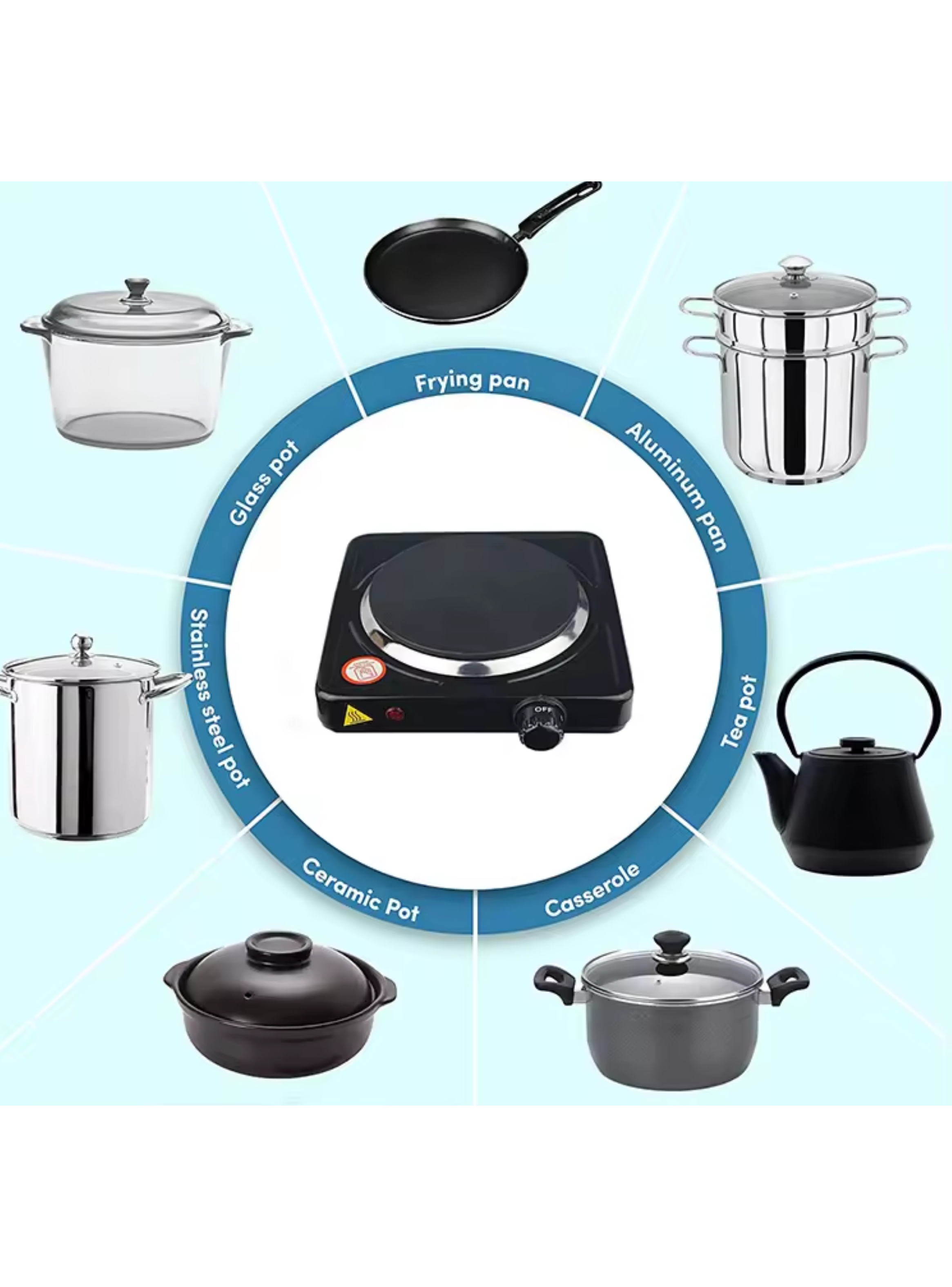 Cocina Eléctrica 1 Plato 1000w Cocinilla Portátil-5