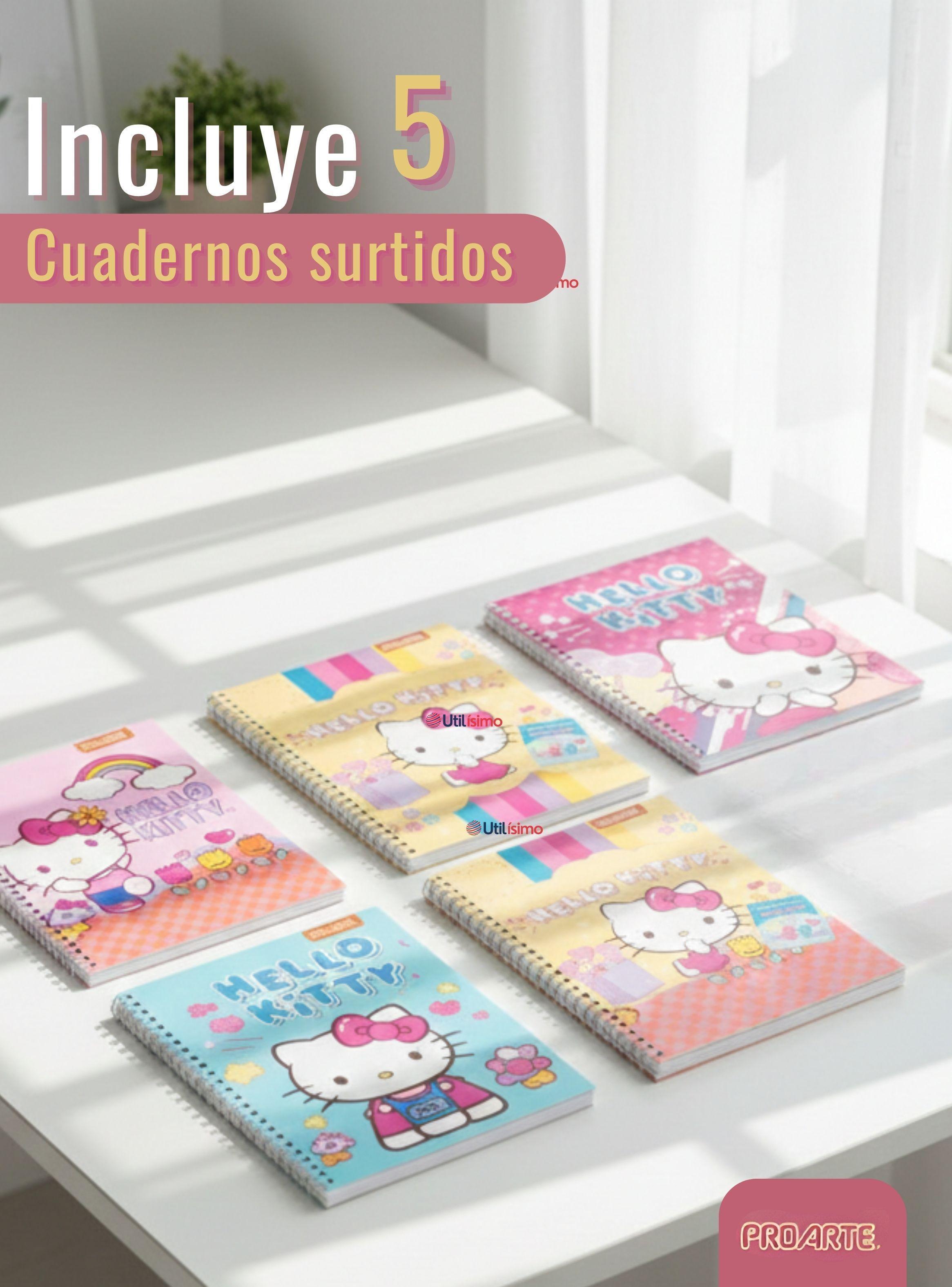 Pack 5 Cuadernos Universitarios Hello kitty 100 Hojas Proarte Diseño Surtido-2