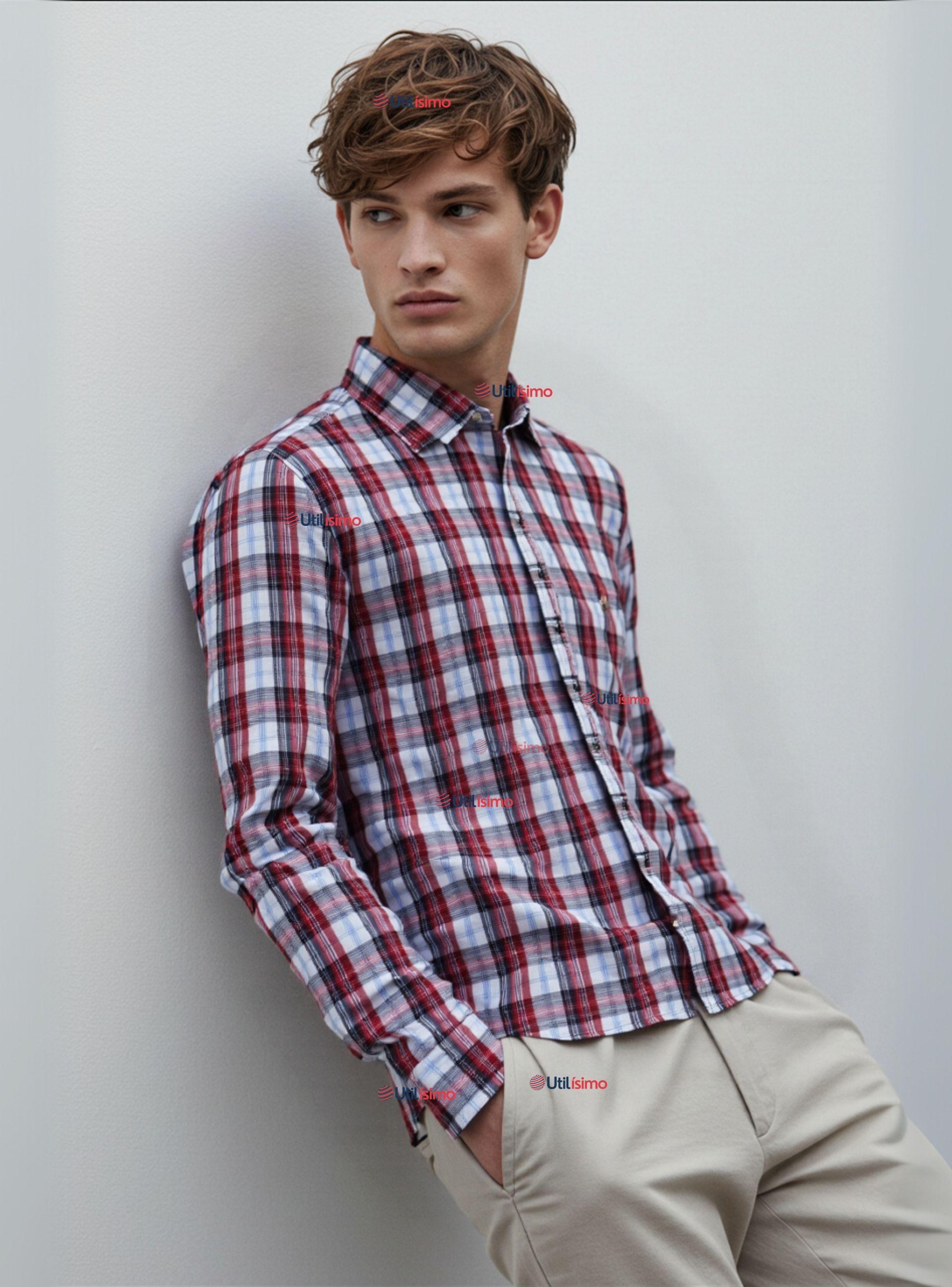 Camisa Huaso Cuadrillé Cuadros Manga Larga Algodón Azul y Blanco Casual-0