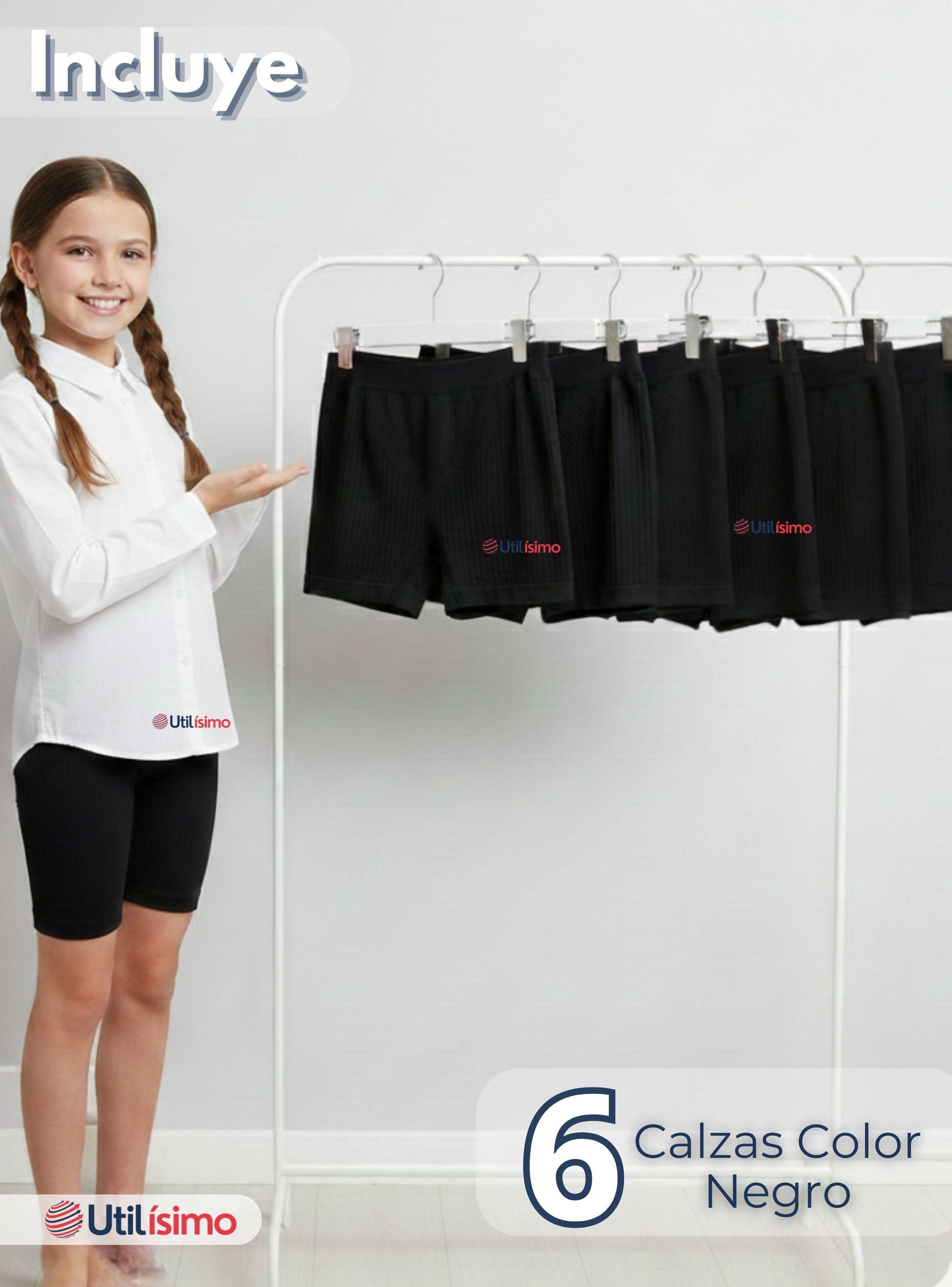 Pack 6 Calzas Cortas Escolar Pata Deportivas para Niñas y Juvenil Color Negro-2