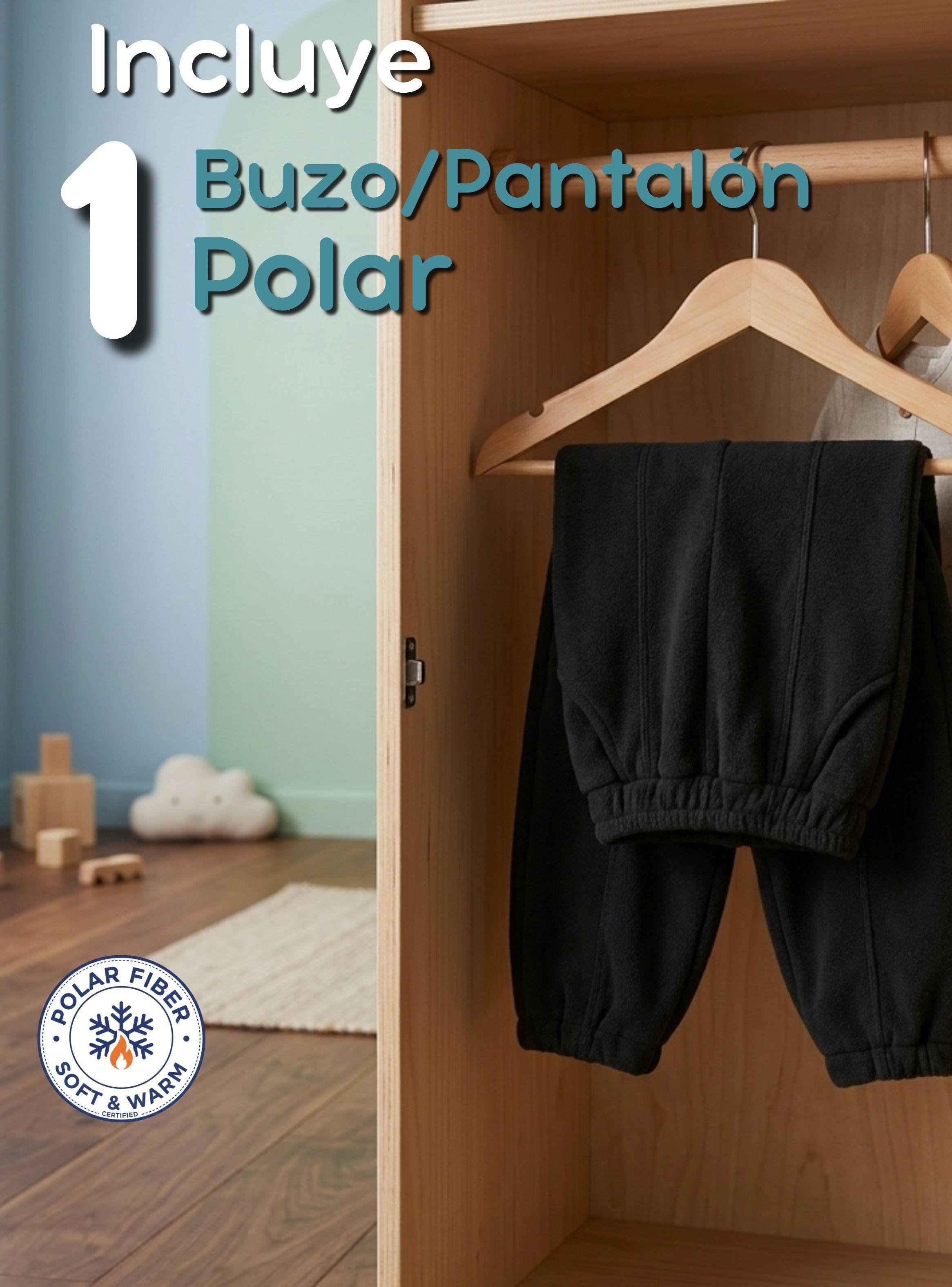Buzo Pantalón Forrado Polar Negro Bebé Niño Invierno-2
